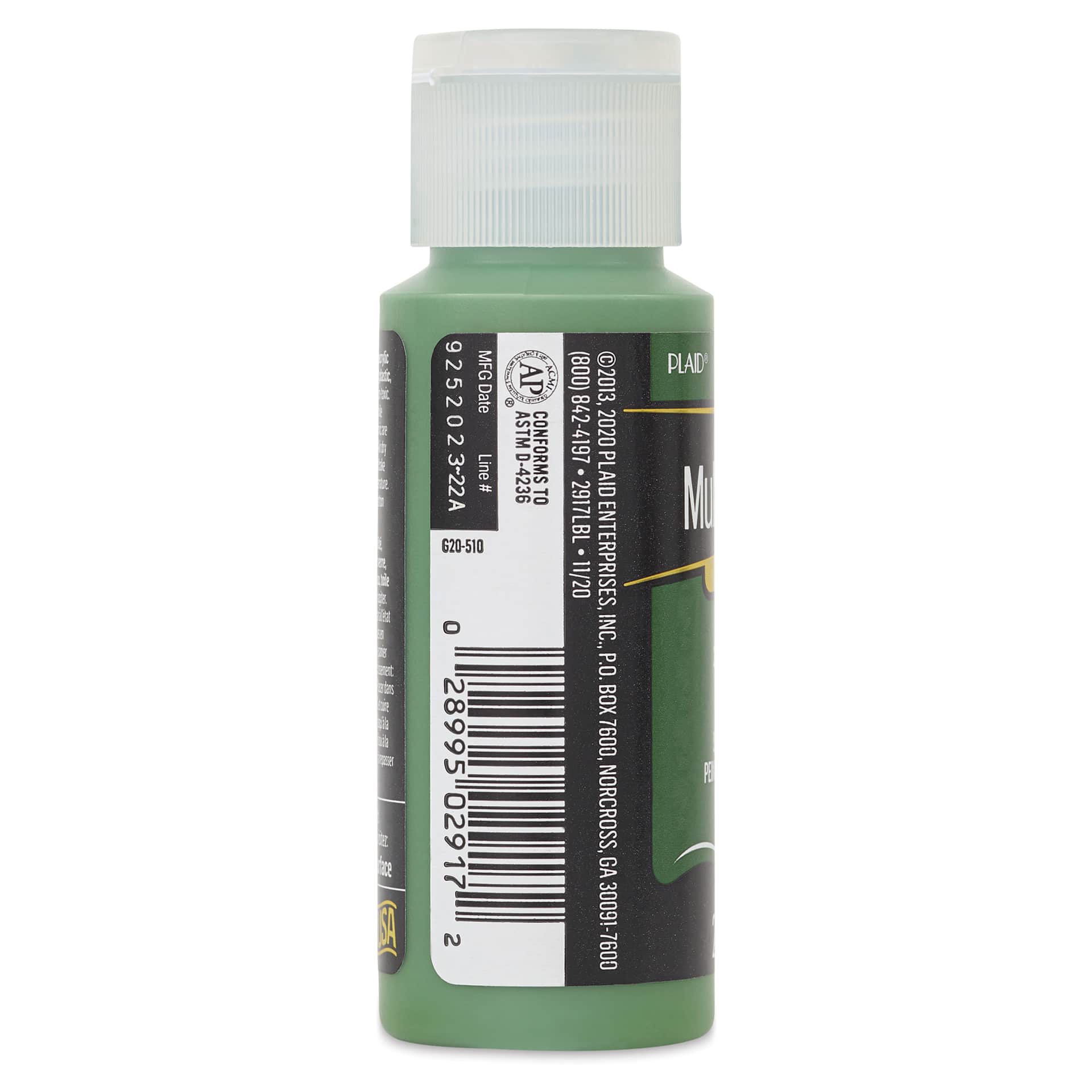 FolkArt Multi-Surface Acrylic Paint - Classic Green, 59 ml bottle side