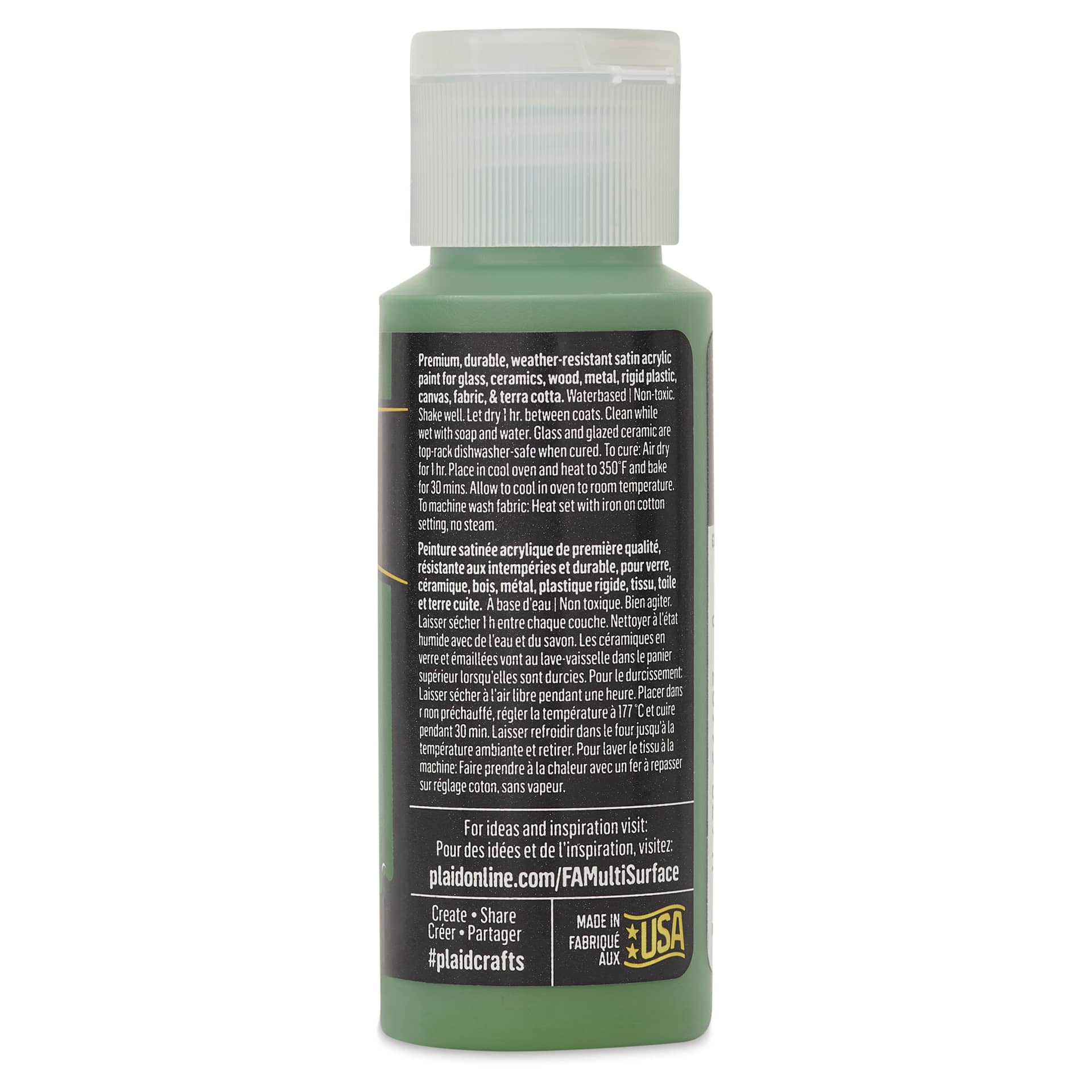 FolkArt Multi-Surface Acrylic Paint - Classic Green, 59 ml bottle back