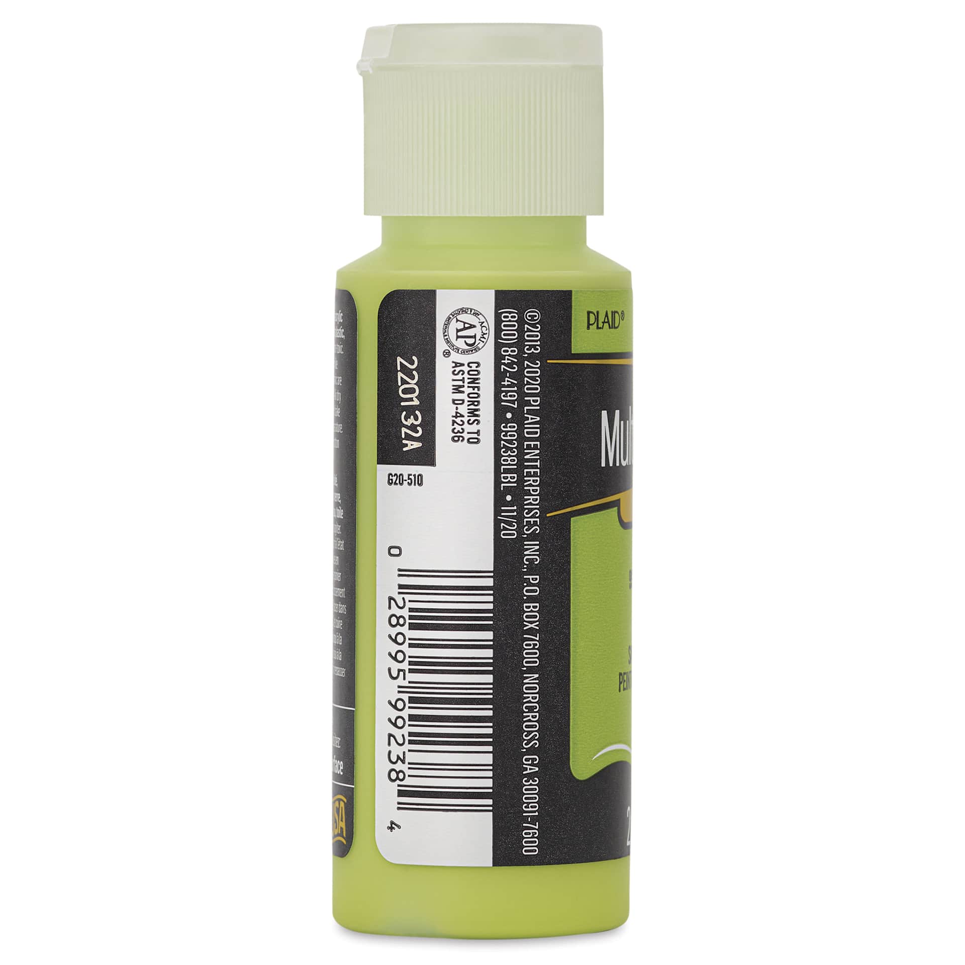 FolkArt Multi-Surface Acrylic Paint - Happy Green, 59 ml bottle side