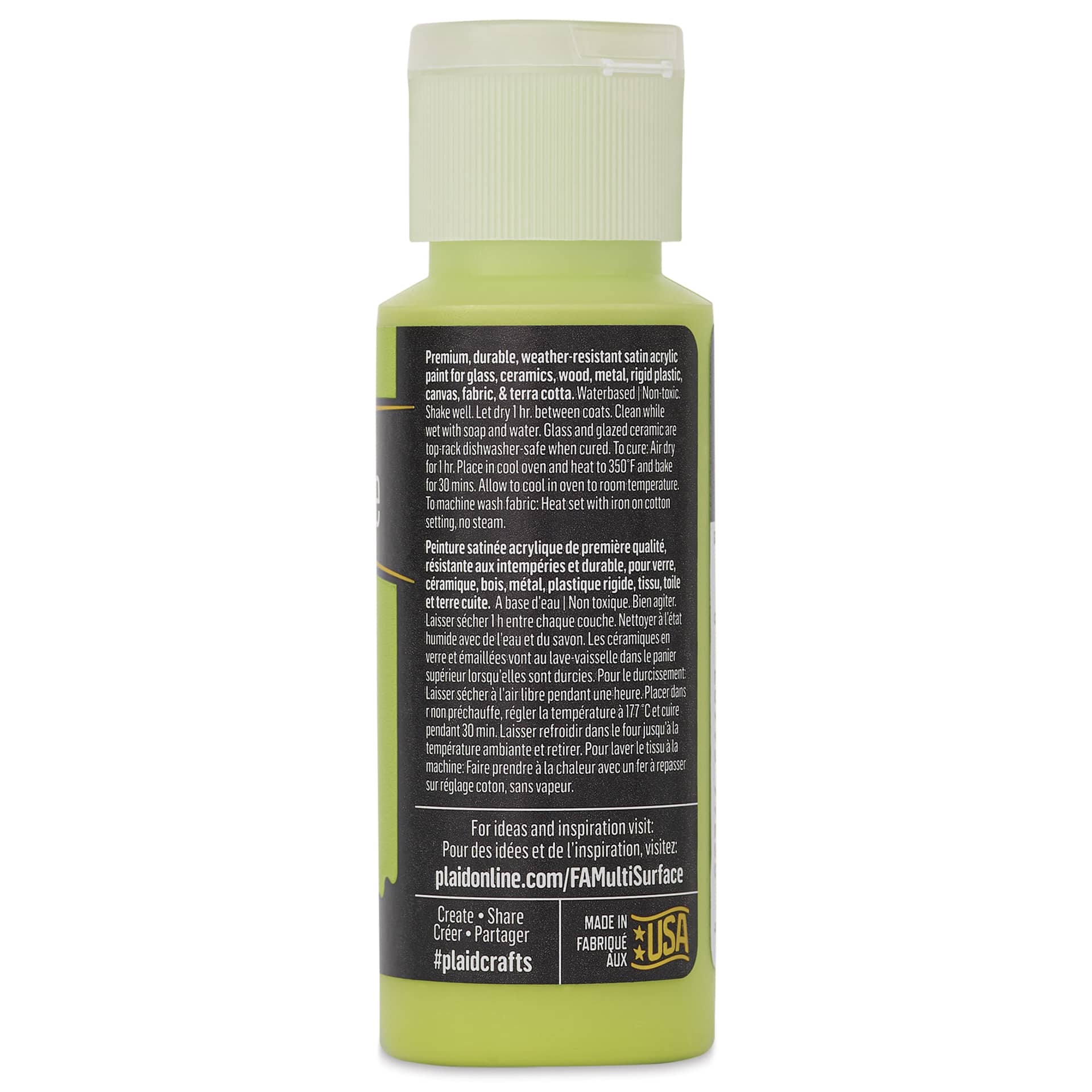 FolkArt Multi-Surface Acrylic Paint - Happy Green, 59 ml bottle back