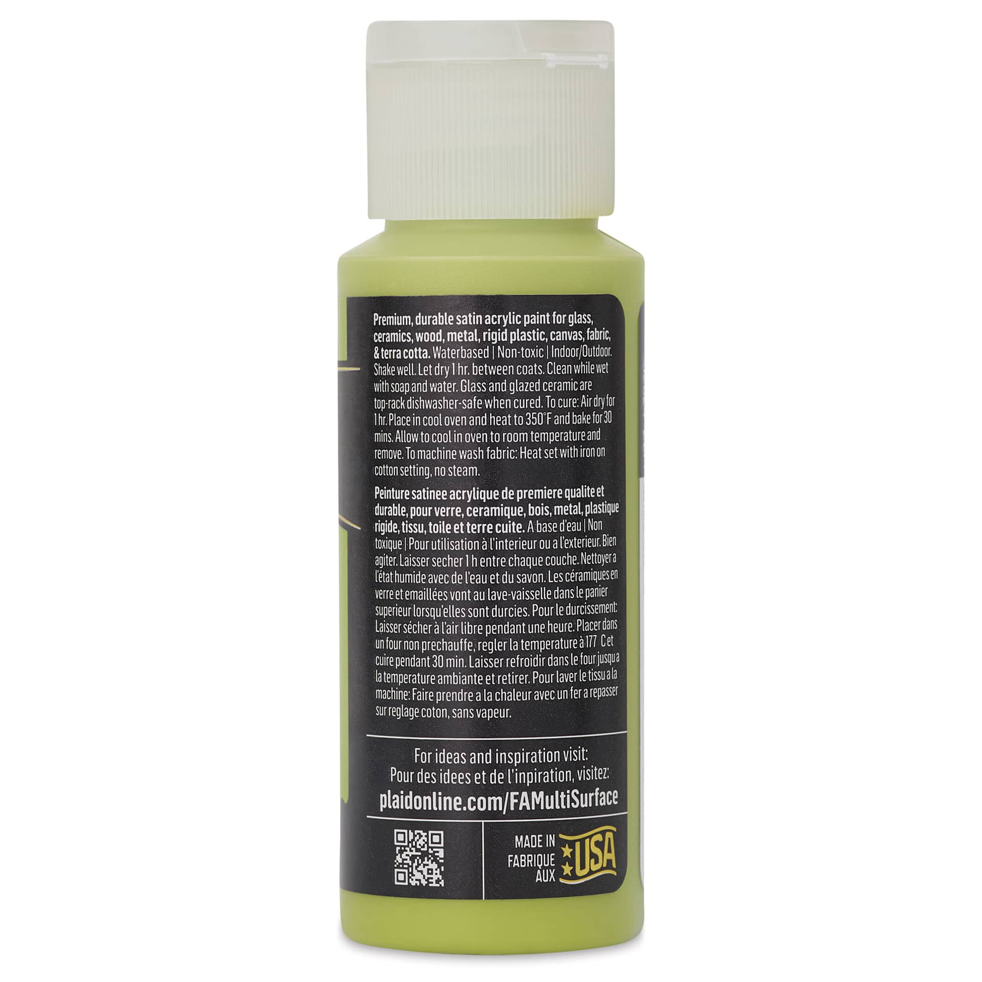 FolkArt Multi-Surface Acrylic Paint - Citrus Green, 59 ml bottle back