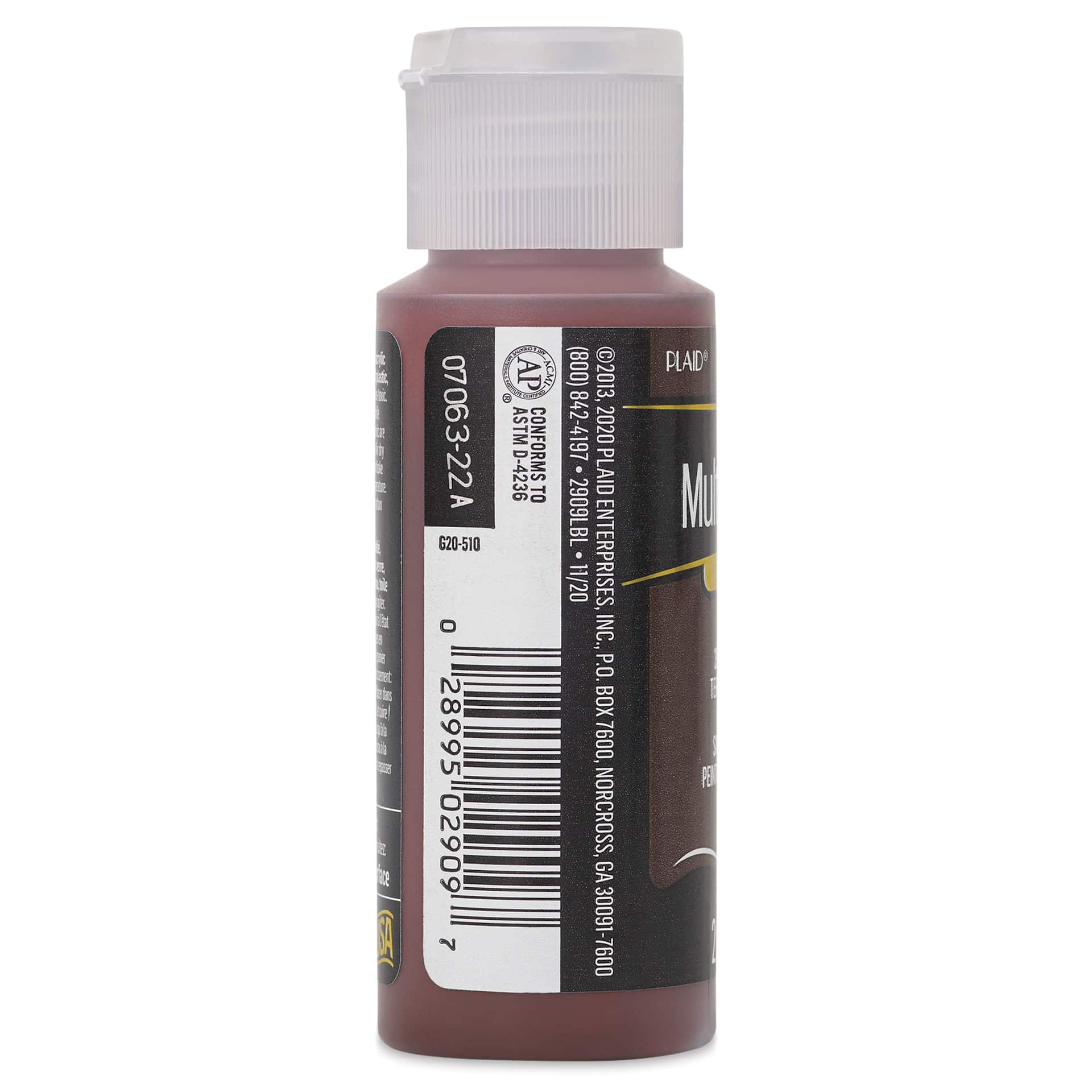 FolkArt Multi-Surface Acrylic Paint - Burnt Umber, 59 ml bottle side