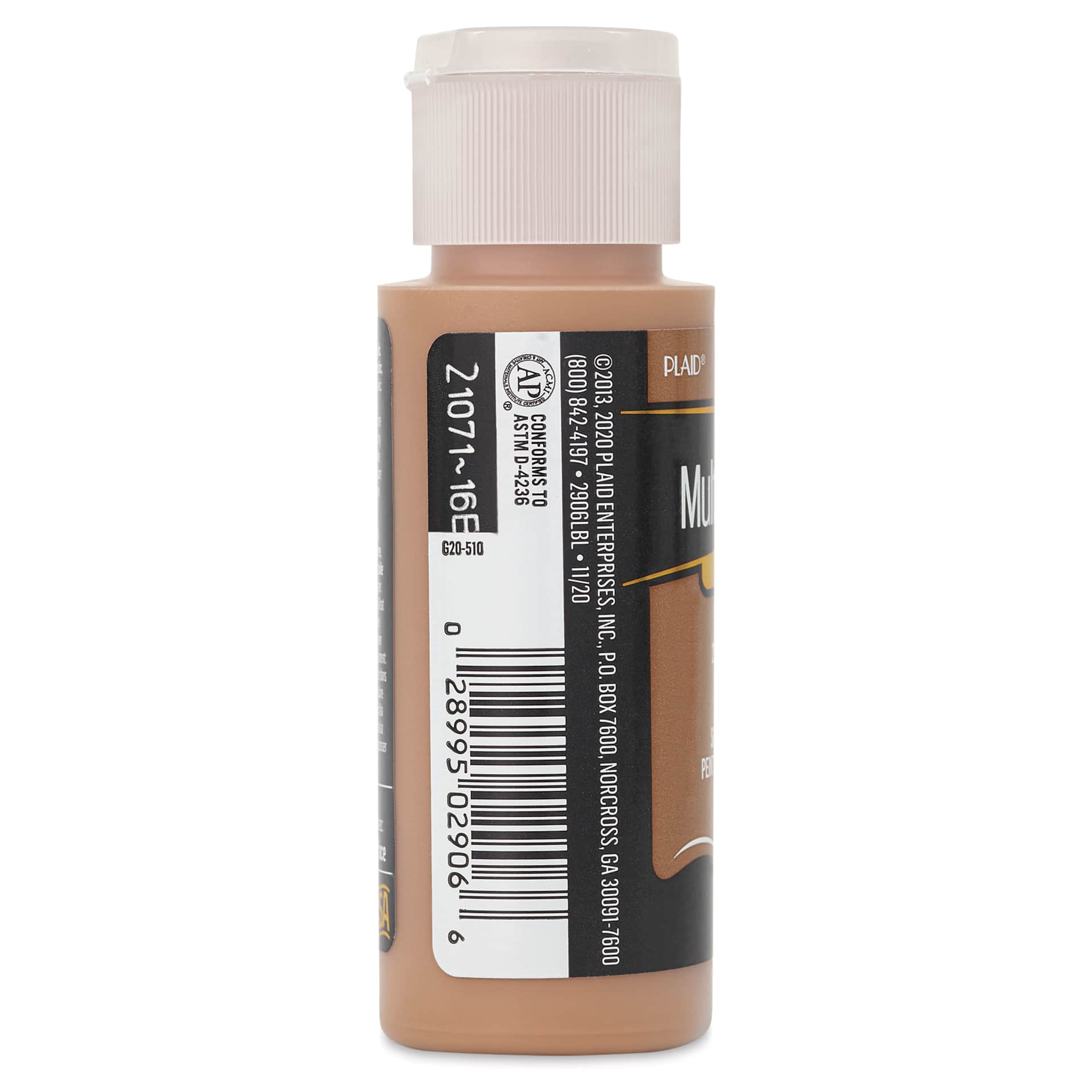 FolkArt Multi-Surface Acrylic Paint - Coffee Latte, 59 ml bottle side