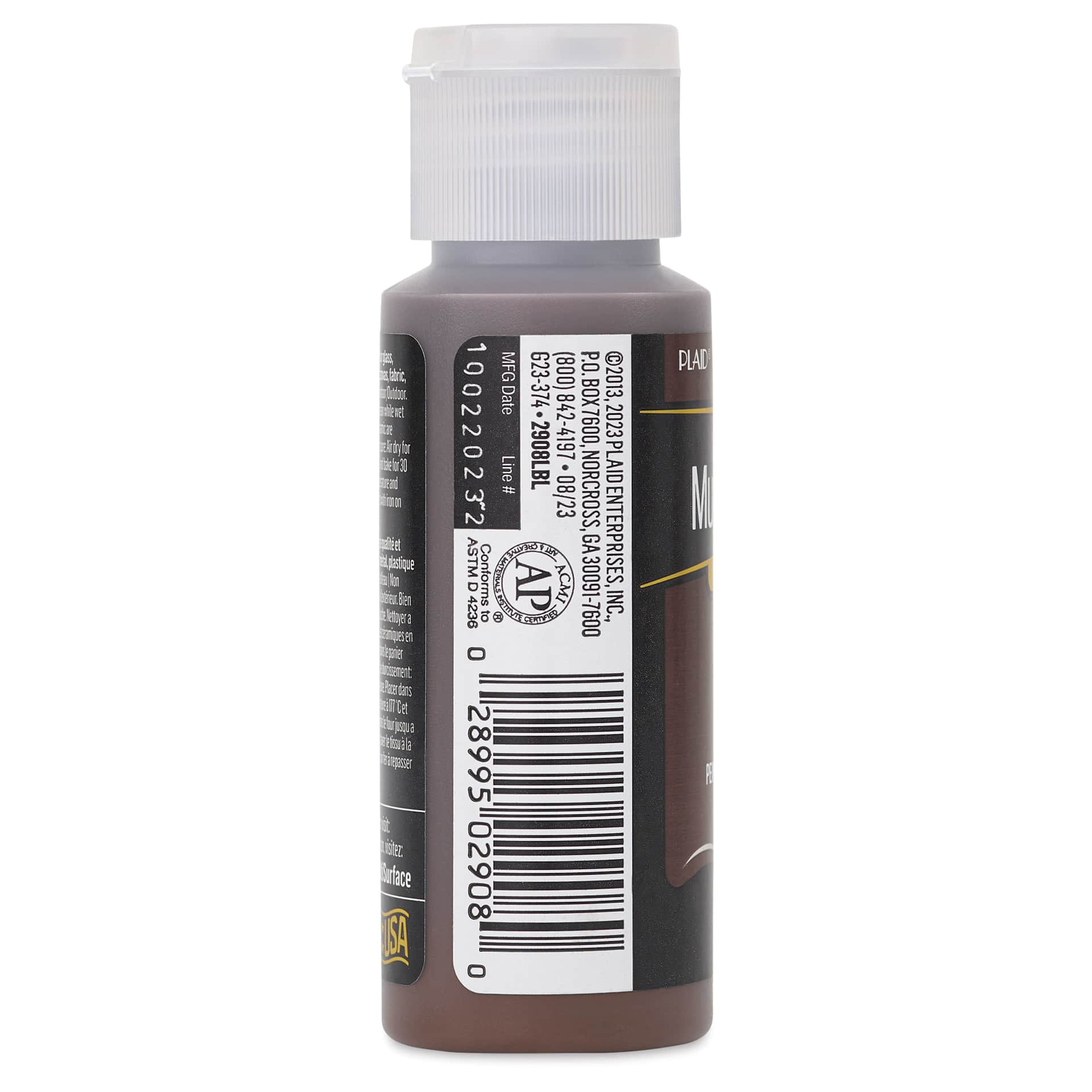 FolkArt Multi-Surface Acrylic Paint - Real Brown, 59 ml bottle side