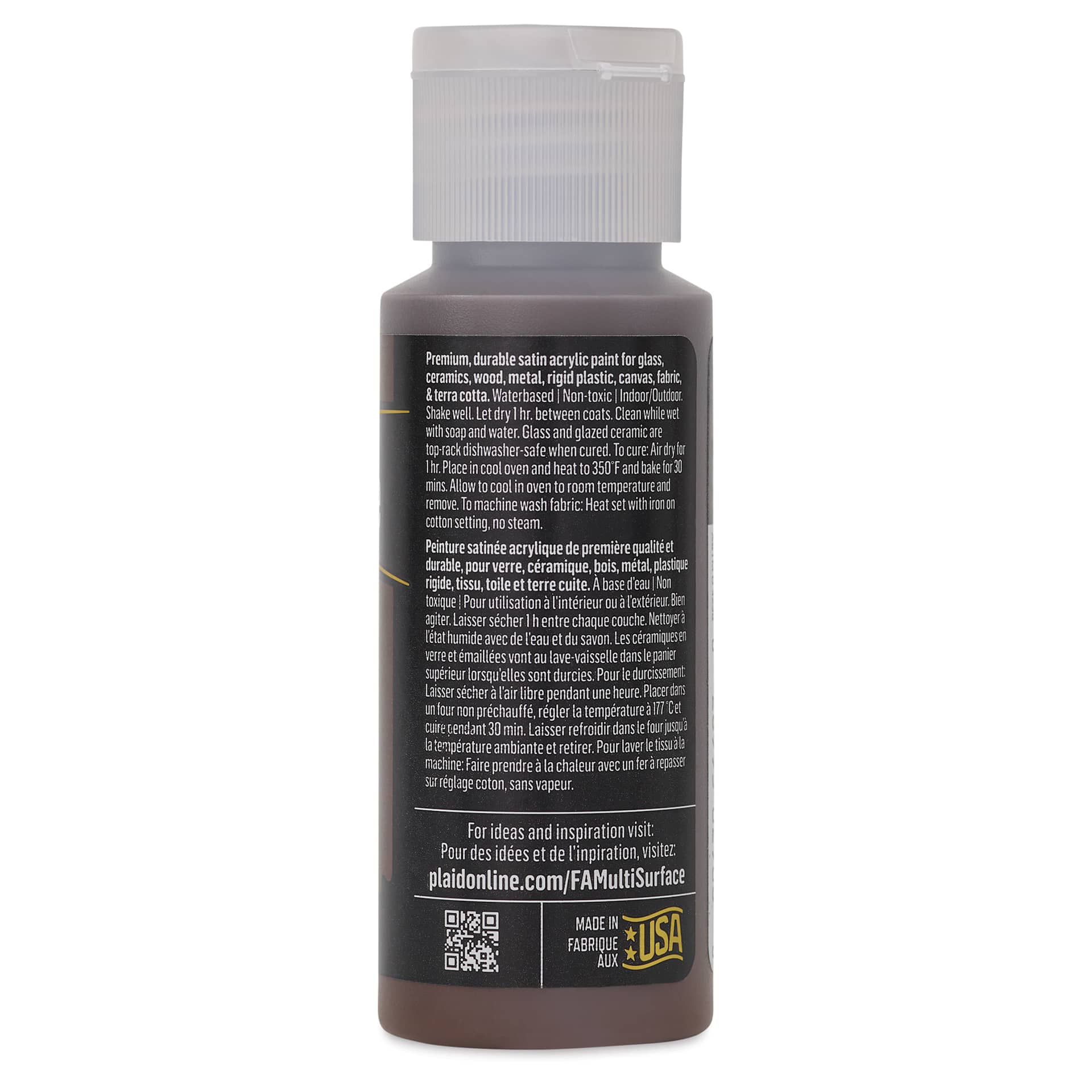 FolkArt Multi-Surface Acrylic Paint - Real Brown, 59 ml bottle back
