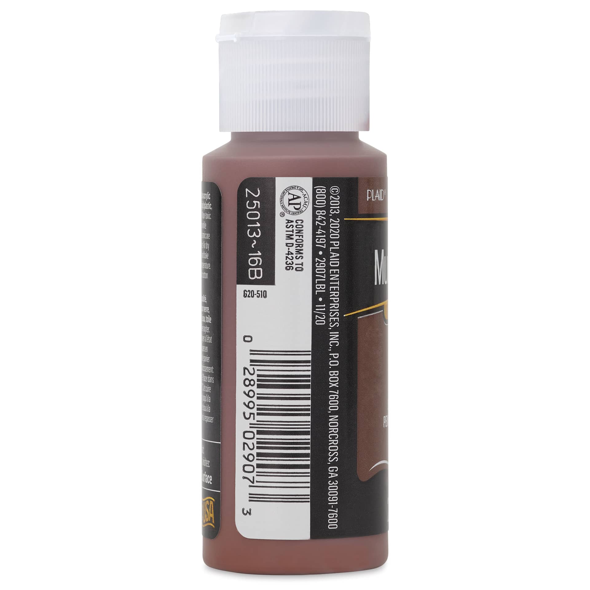 FolkArt Multi-Surface Acrylic Paint - Bark Brown, 59 ml bottle side