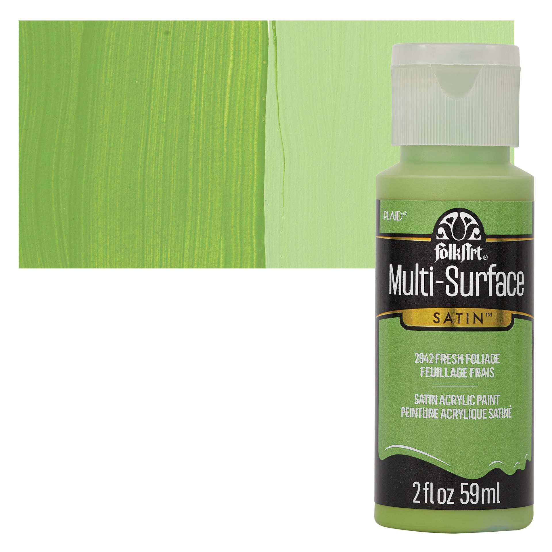 FolkArt Multi-Surface Acrylic Paint - Fresh Foliage, 59 ml bottle and swatch