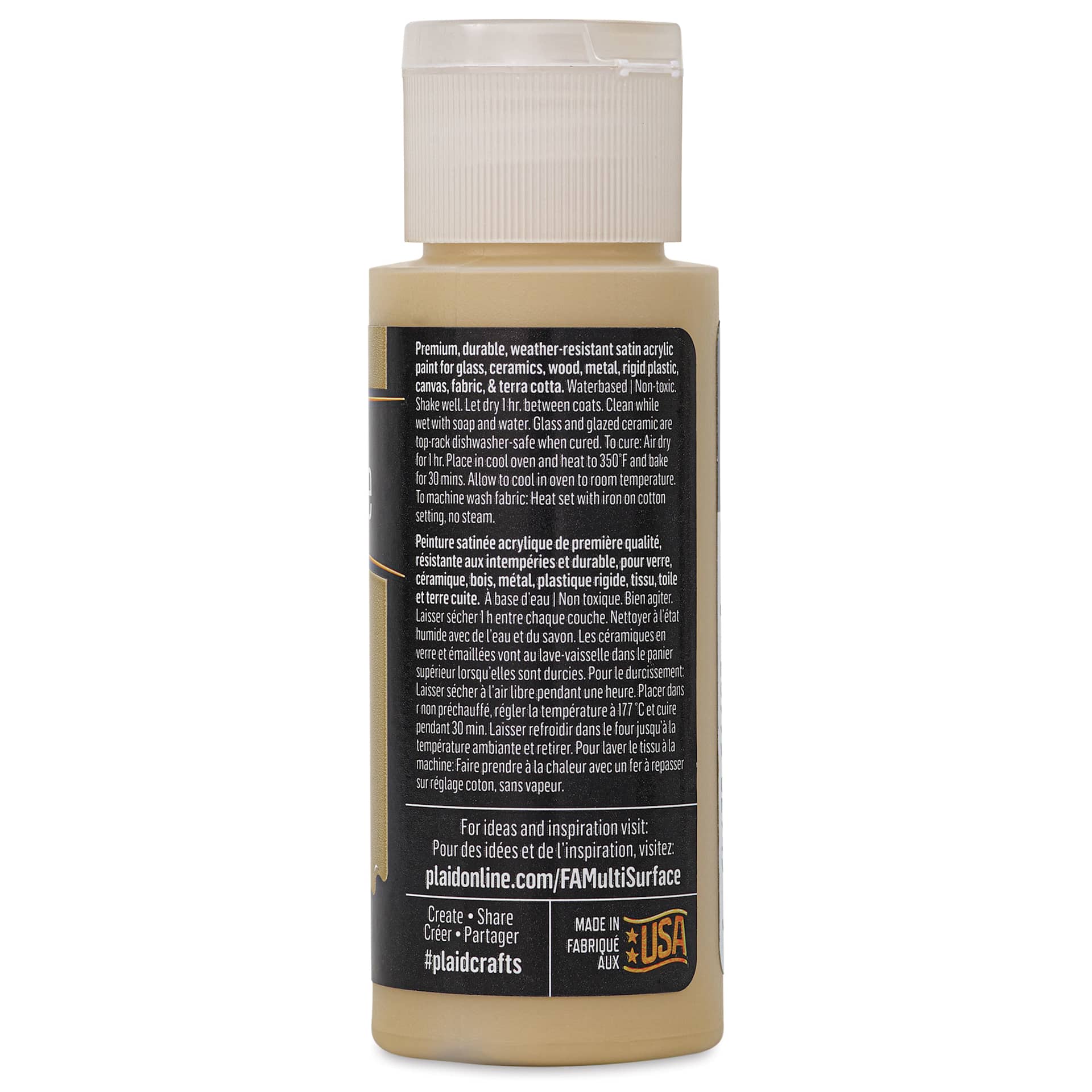 FolkArt Multi-Surface Acrylic Paint - Camel, 59 ml bottle back