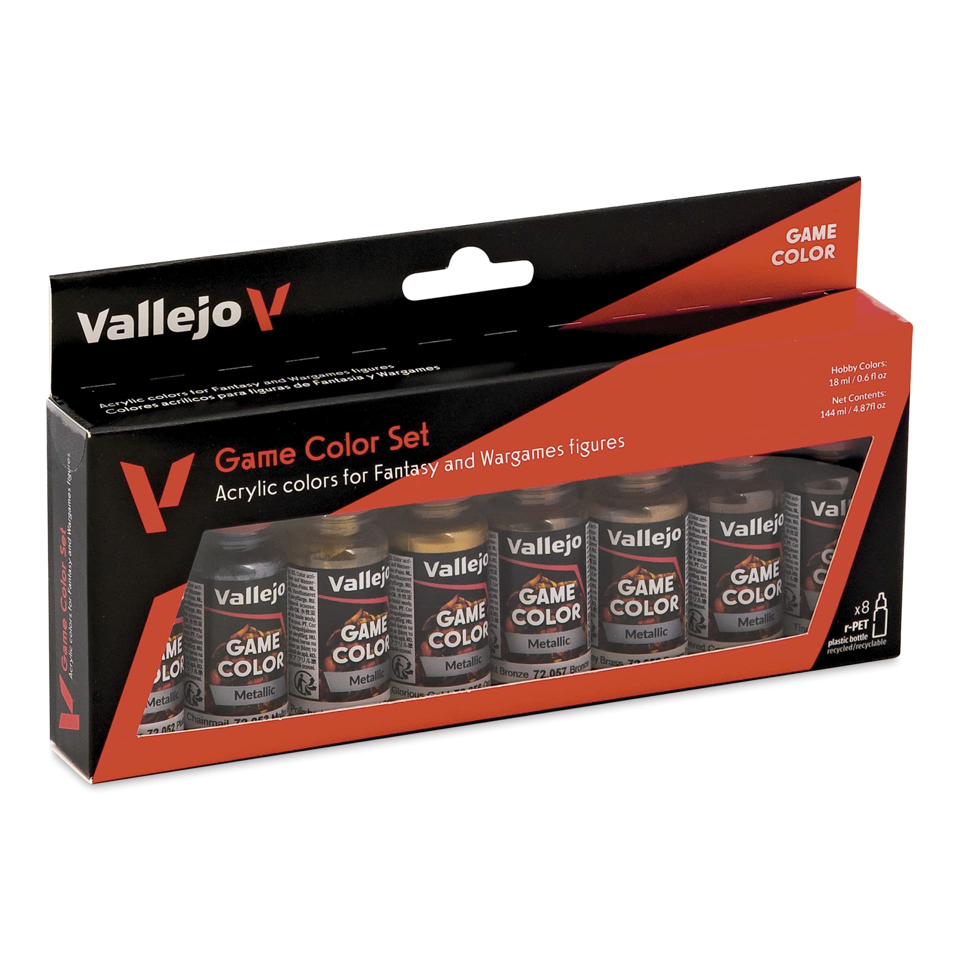 Vallejo Game Color Acrylic Paint - Set of 8, Metallic Colors, 18 ml