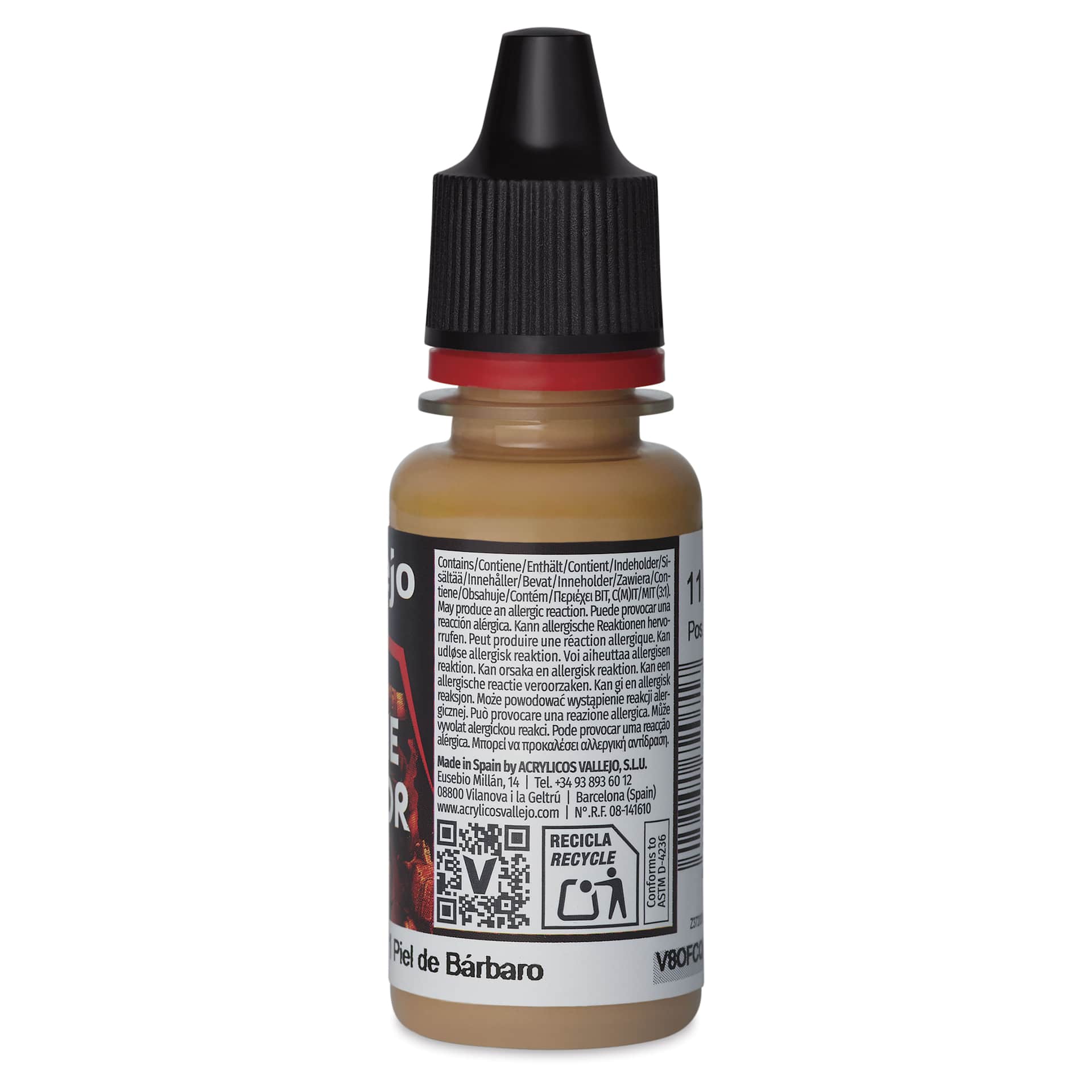 Vallejo Game Color Acrylic Paint - Barbarian Skin, 18 ml - back