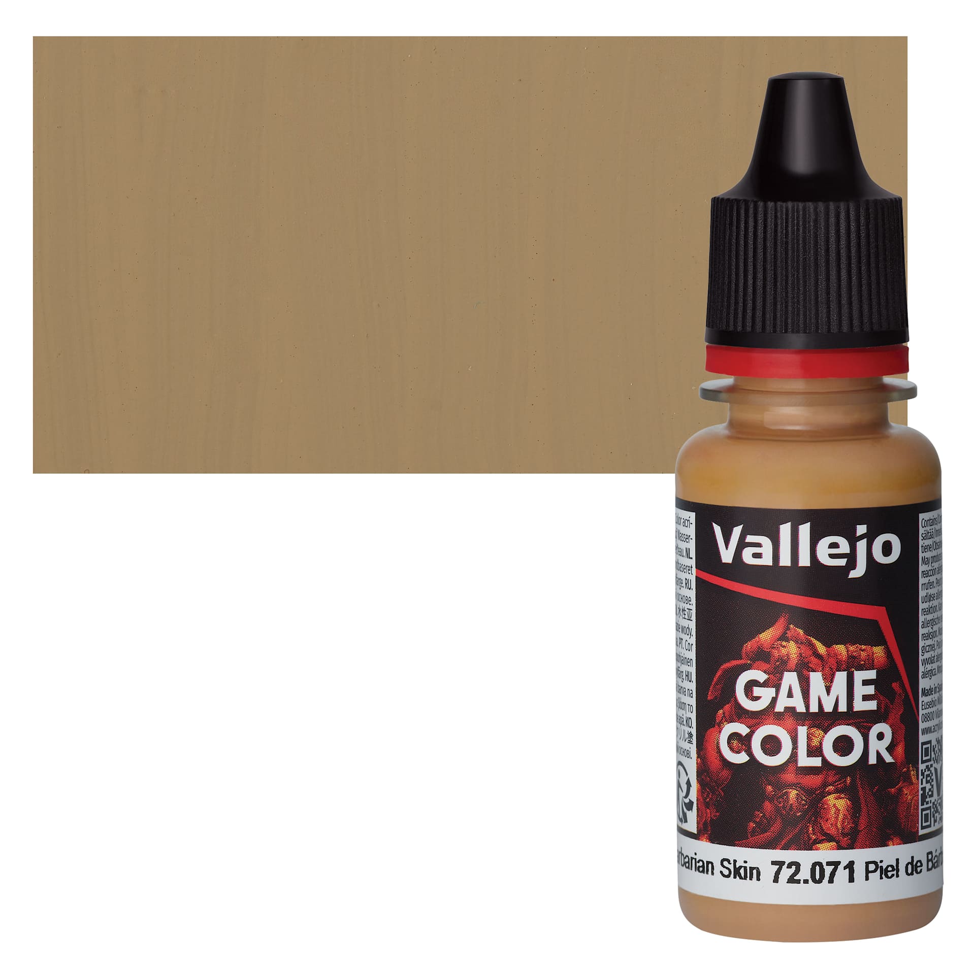 Vallejo Game Color Acrylic Paint - Barbarian Skin - Bottle and Swatch