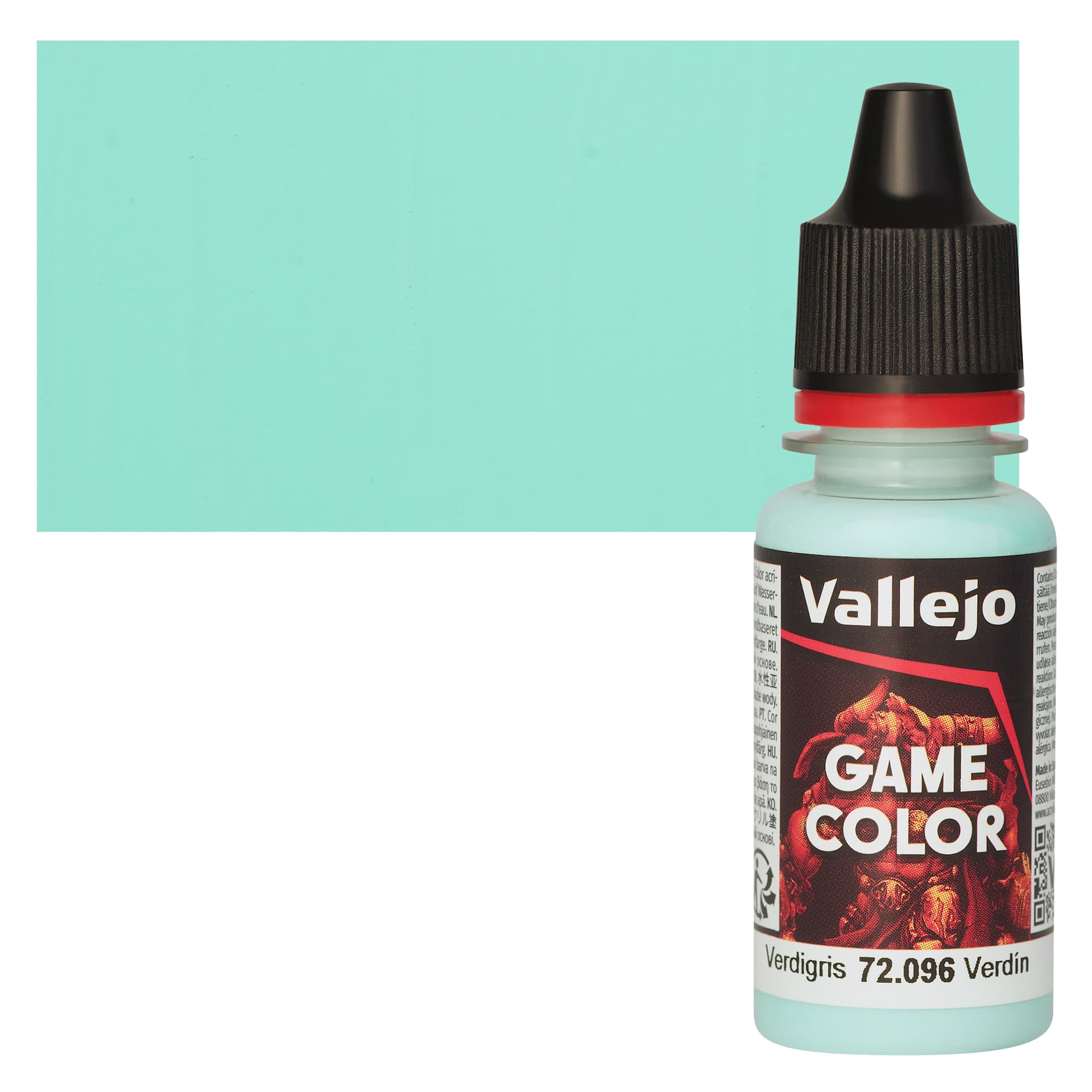 Vallejo Game Color Acrylic Paint - Verdigris - Bottle and Swatch