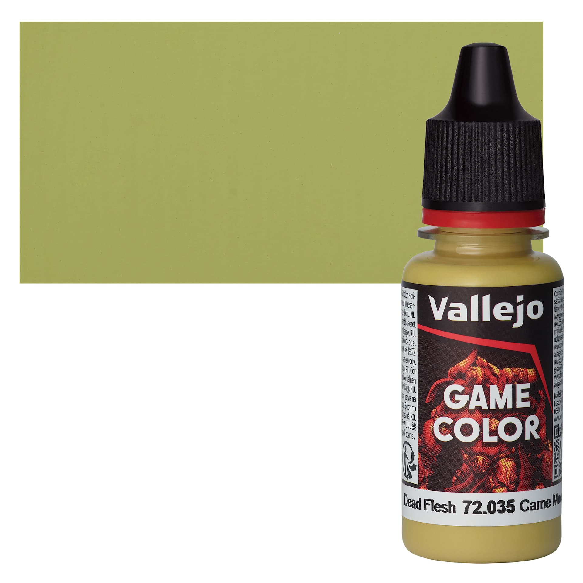 Vallejo Game Color Acrylic Paint - Dead Flesh - Bottle and Swatch