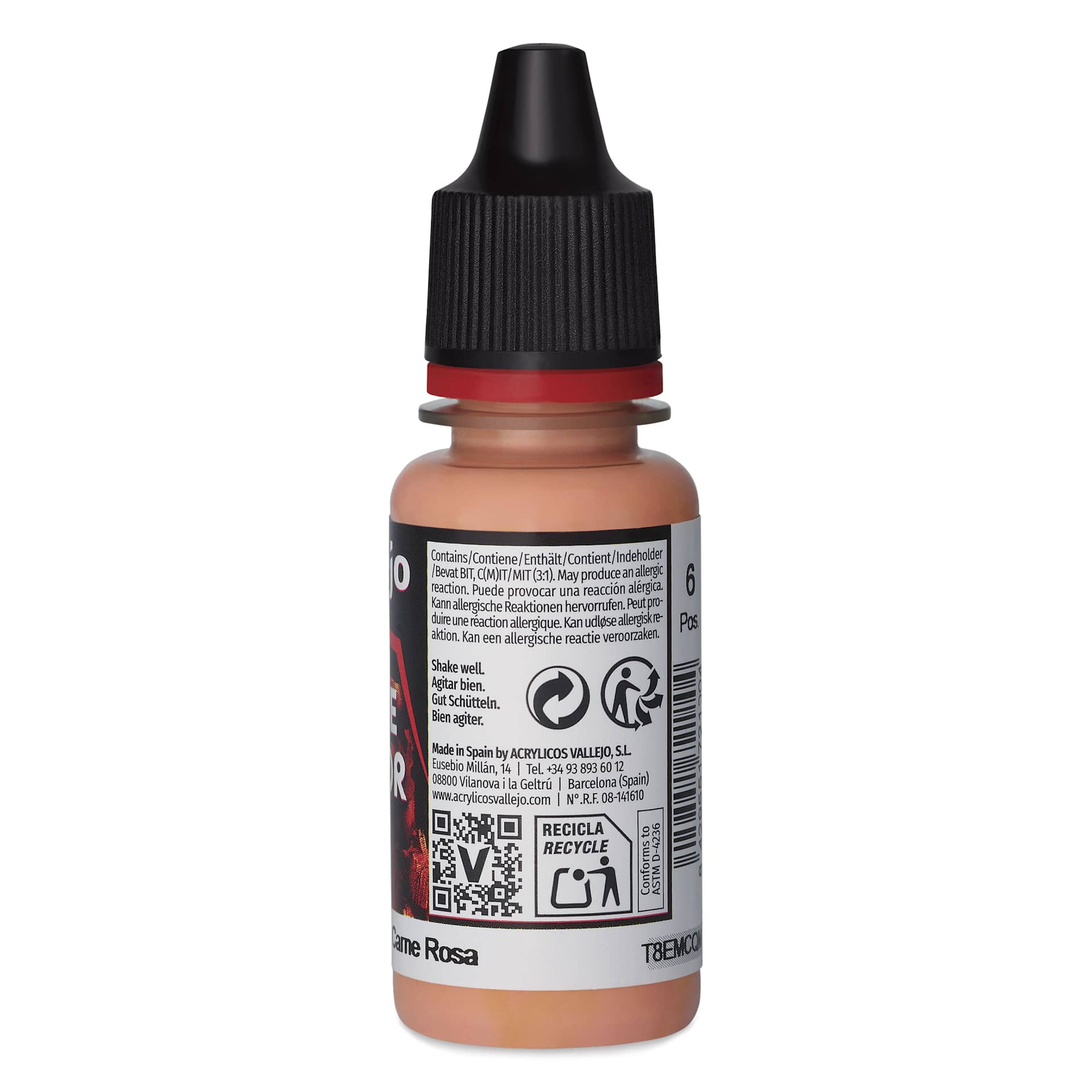 Vallejo Game Color Acrylic Paint - Rosy Flesh, 18 ml - back