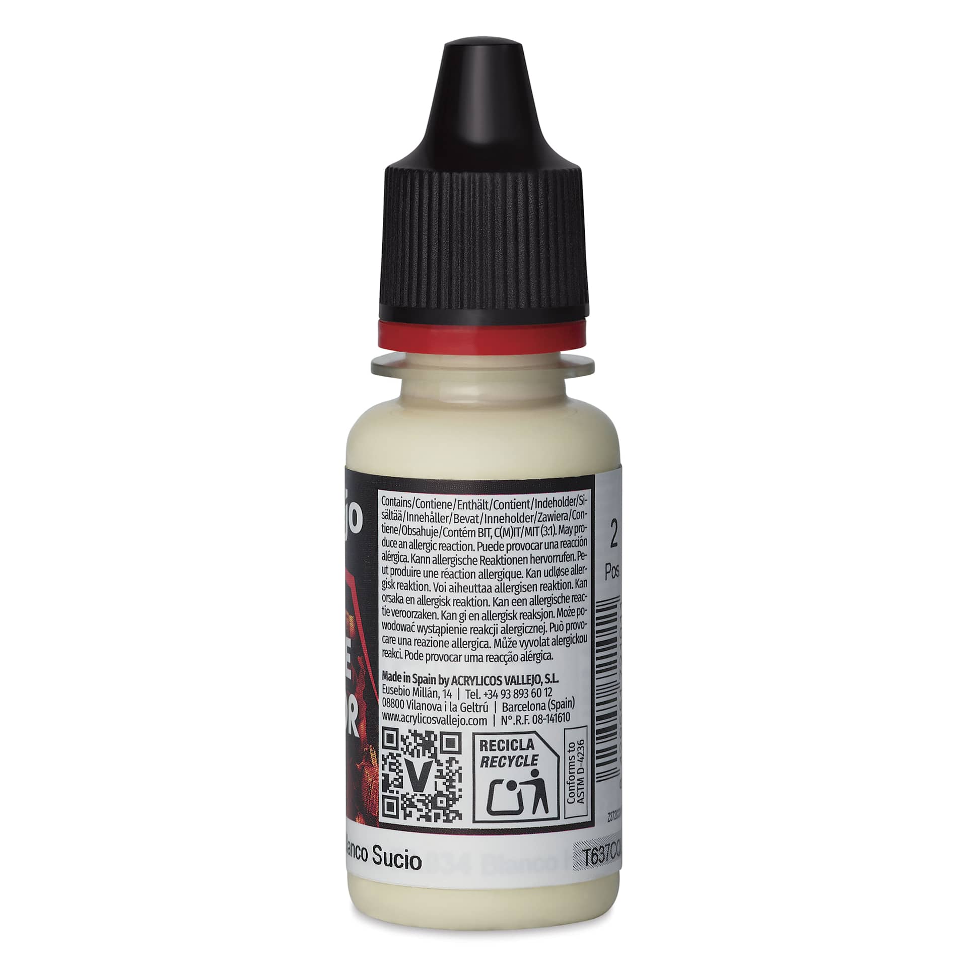 Vallejo Game Color Acrylic Paint - Off-White, 18 ml - back