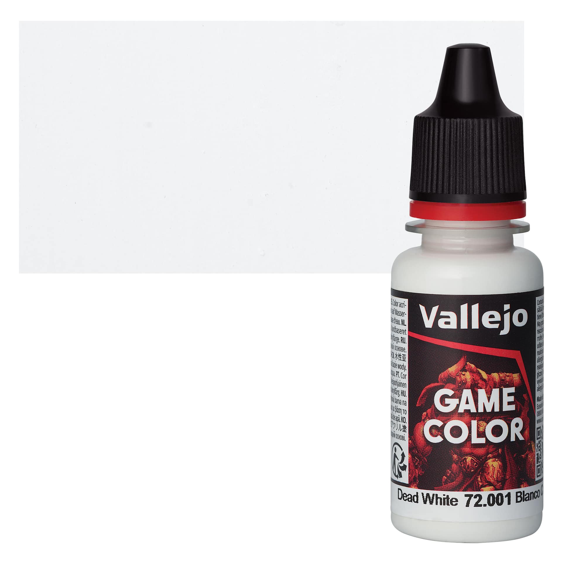 Vallejo Game Color Acrylic Paint - Dead White - Bottle and Swatch