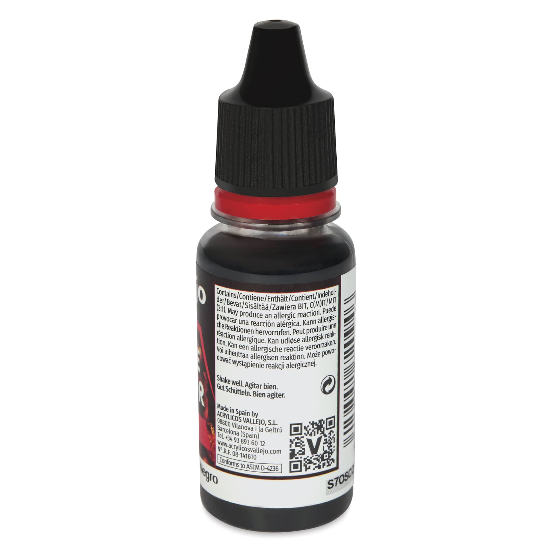 Vallejo Game Color Acrylic Ink - Black, 18 ml - side of bottle