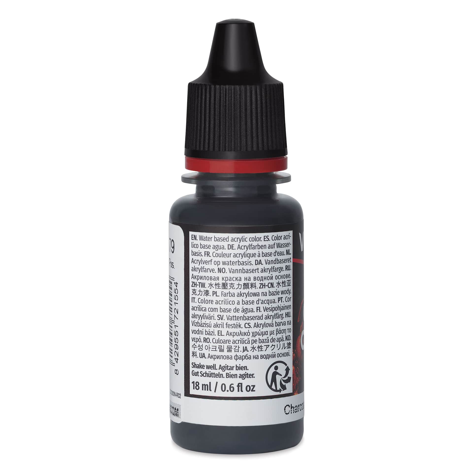 Vallejo Game Color Acrylic Paint - Charcoal, 18 ml - side