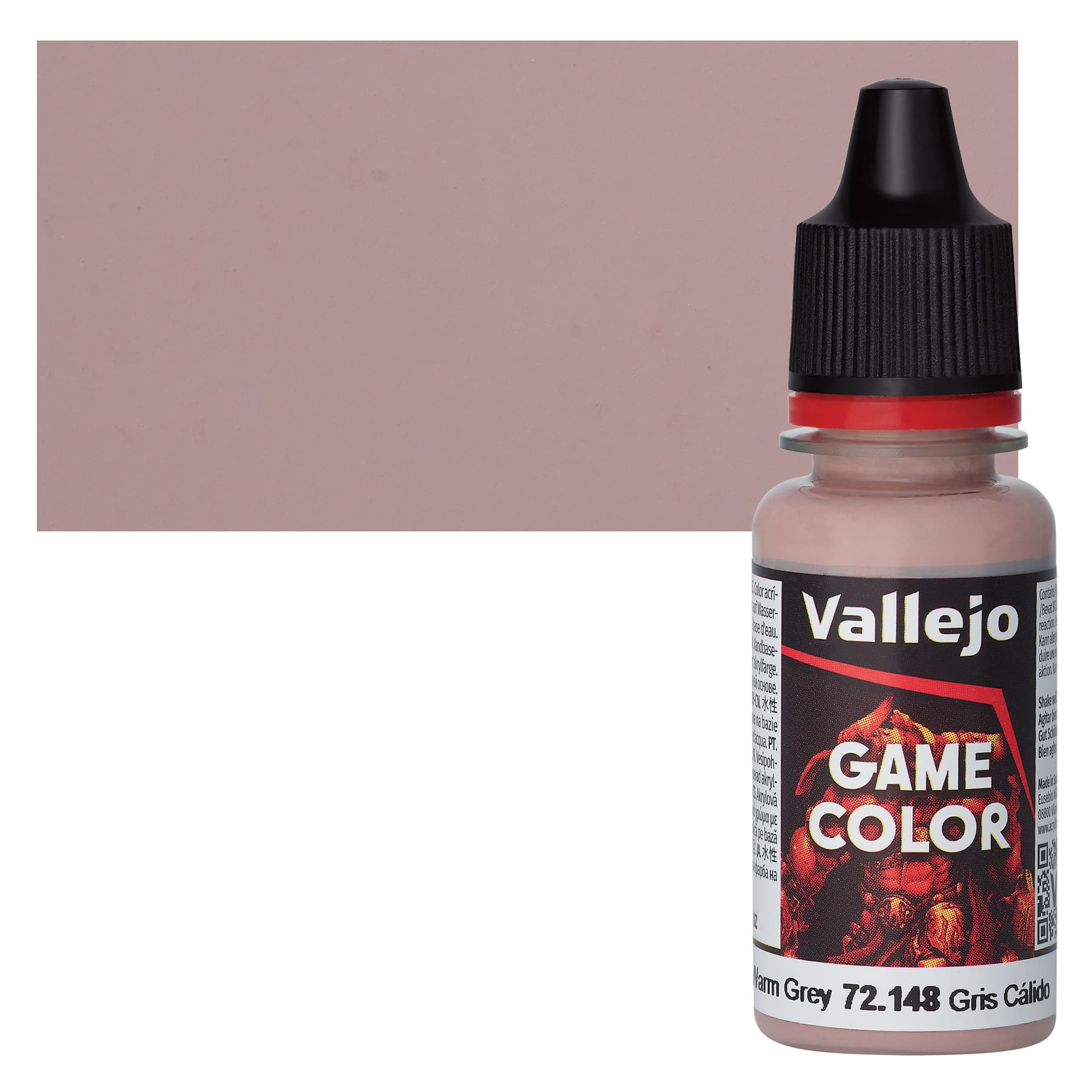 Vallejo Game Color Acrylic Paint - Warm Grey - Bottle and Swatch