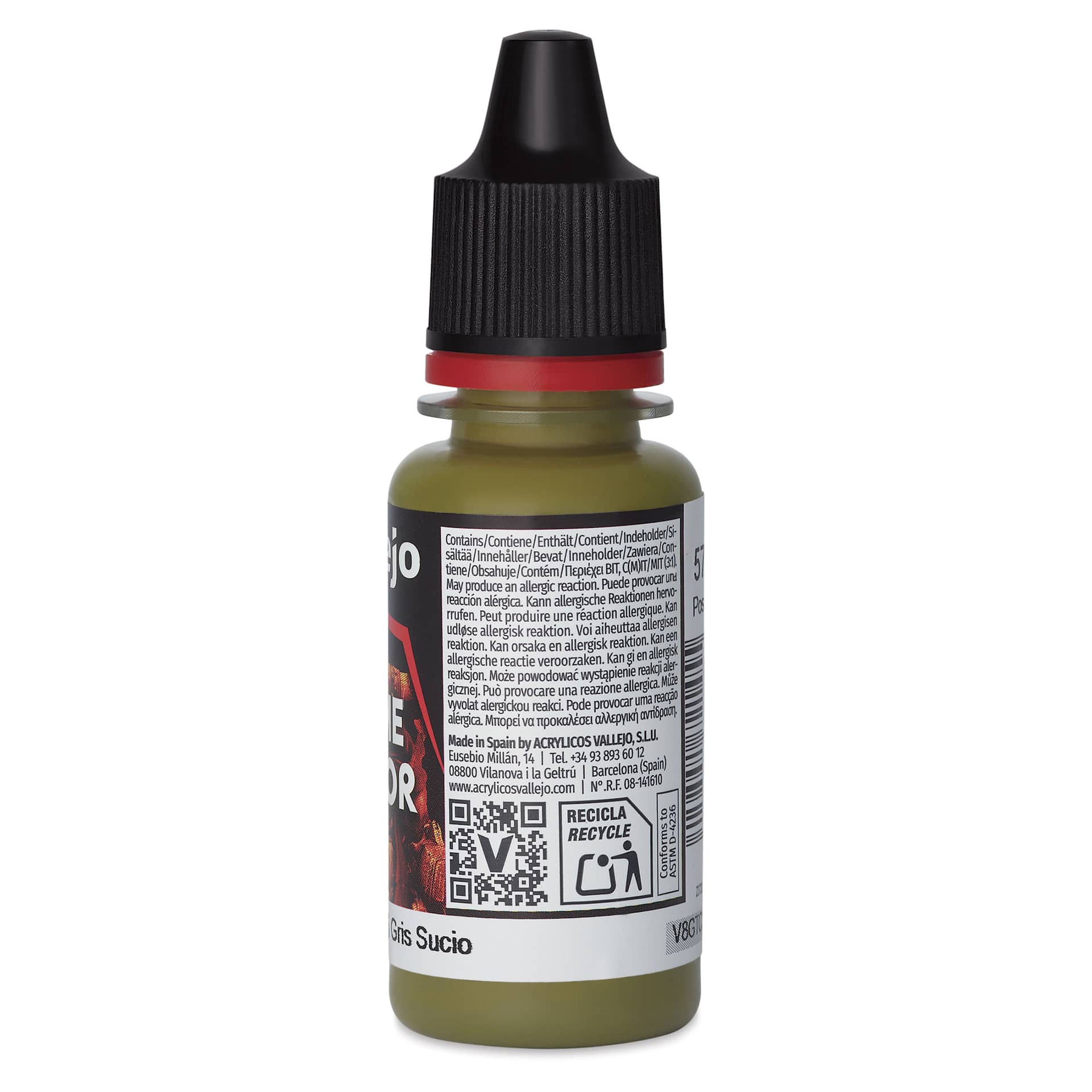 Vallejo Game Color Acrylic Paint - Dirty Grey, 18 ml - back