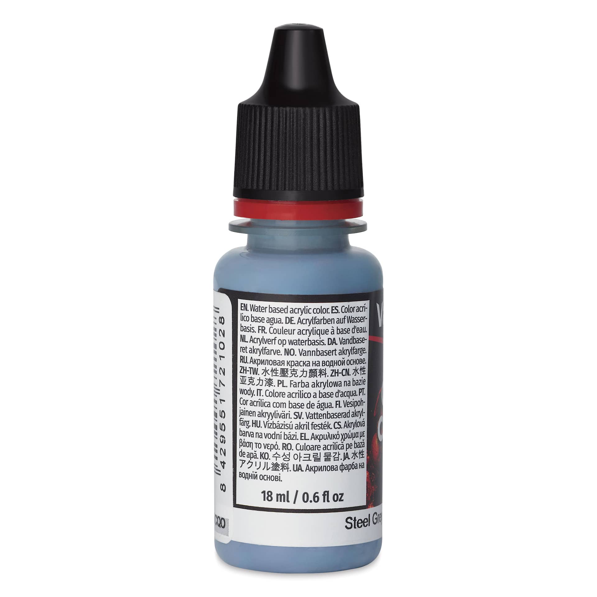 Vallejo Game Color Acrylic Paint - Steel Grey, 18 ml - side