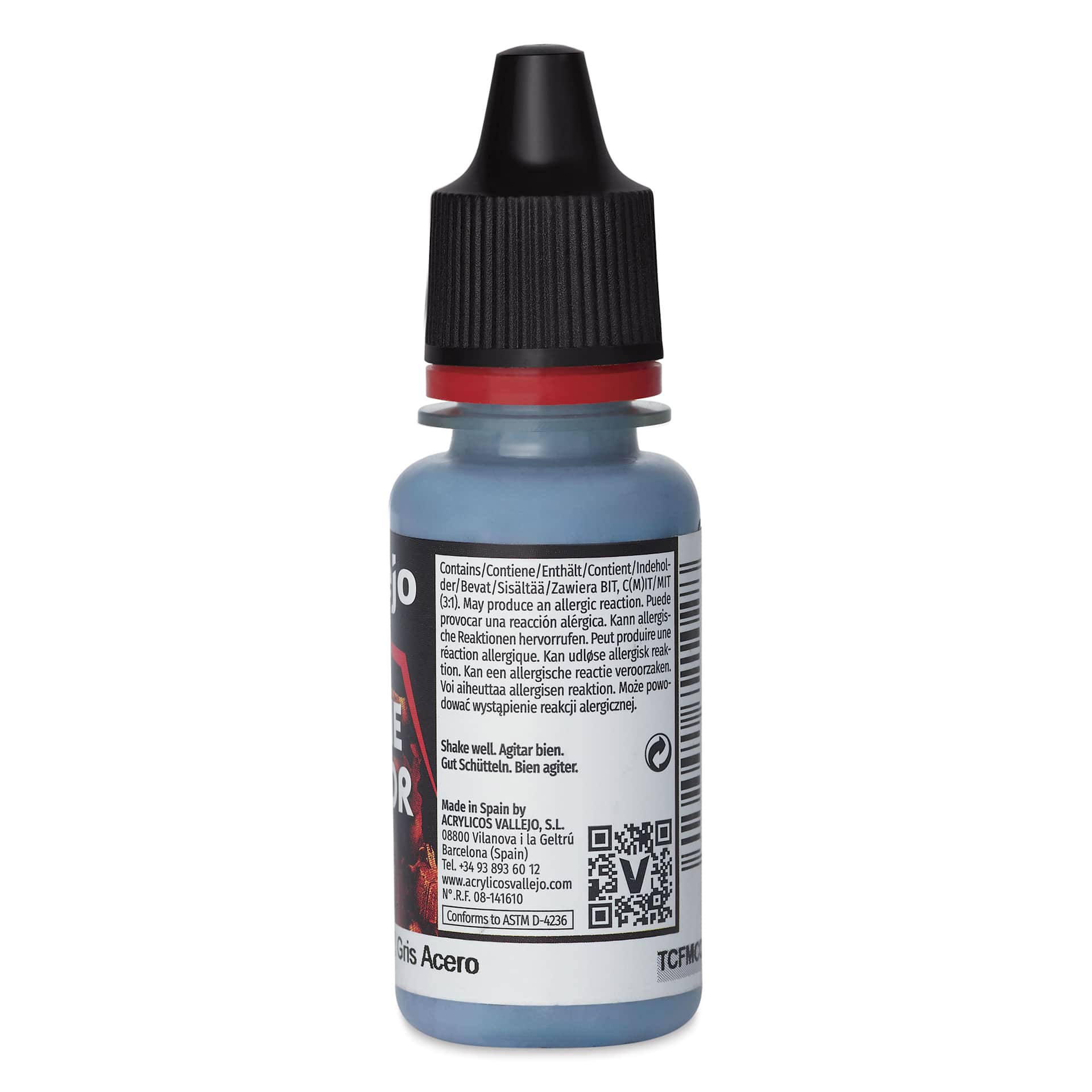 Vallejo Game Color Acrylic Paint - Steel Grey, 18 ml - back