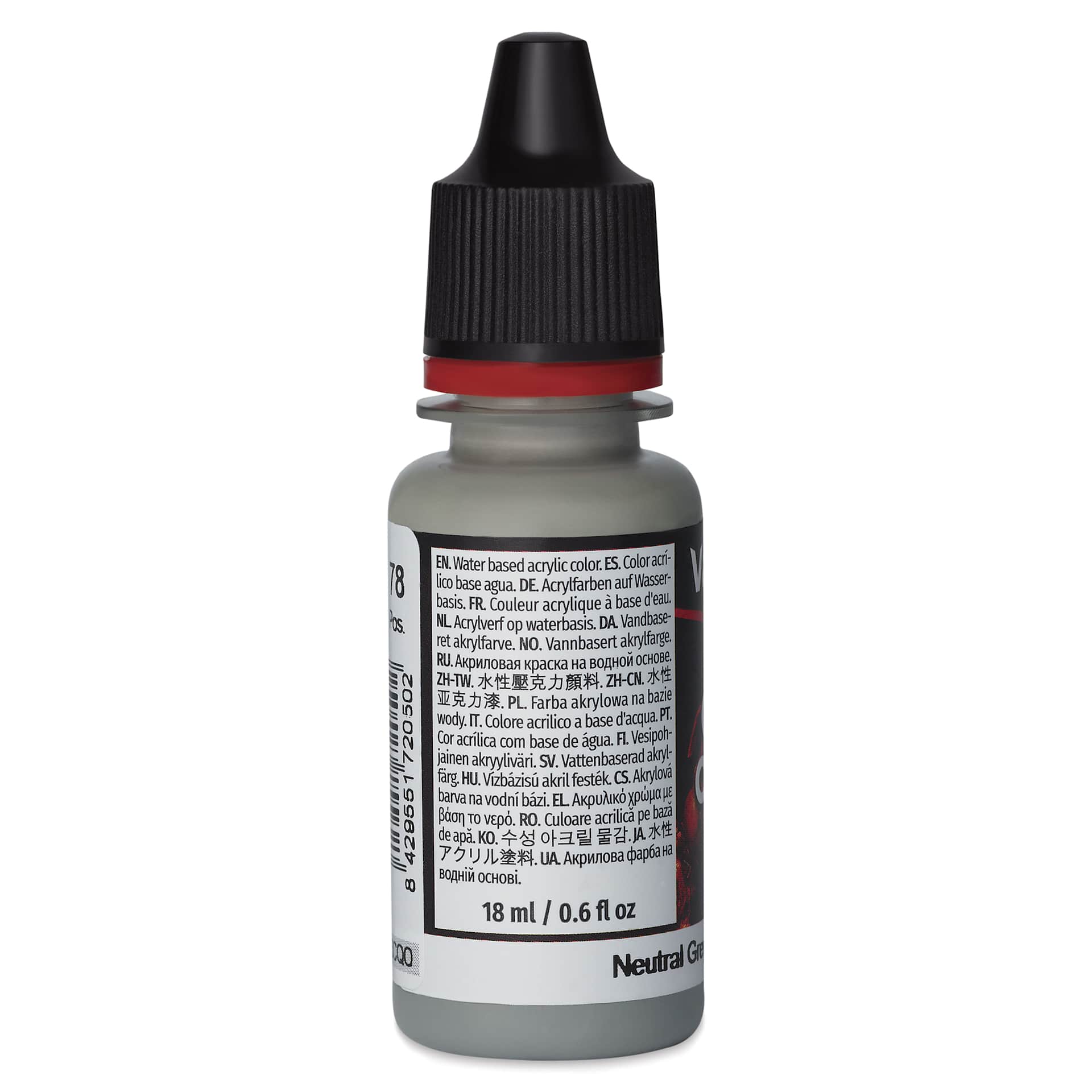 Vallejo Game Color Acrylic Paint - Neutral Grey, 18 ml - side