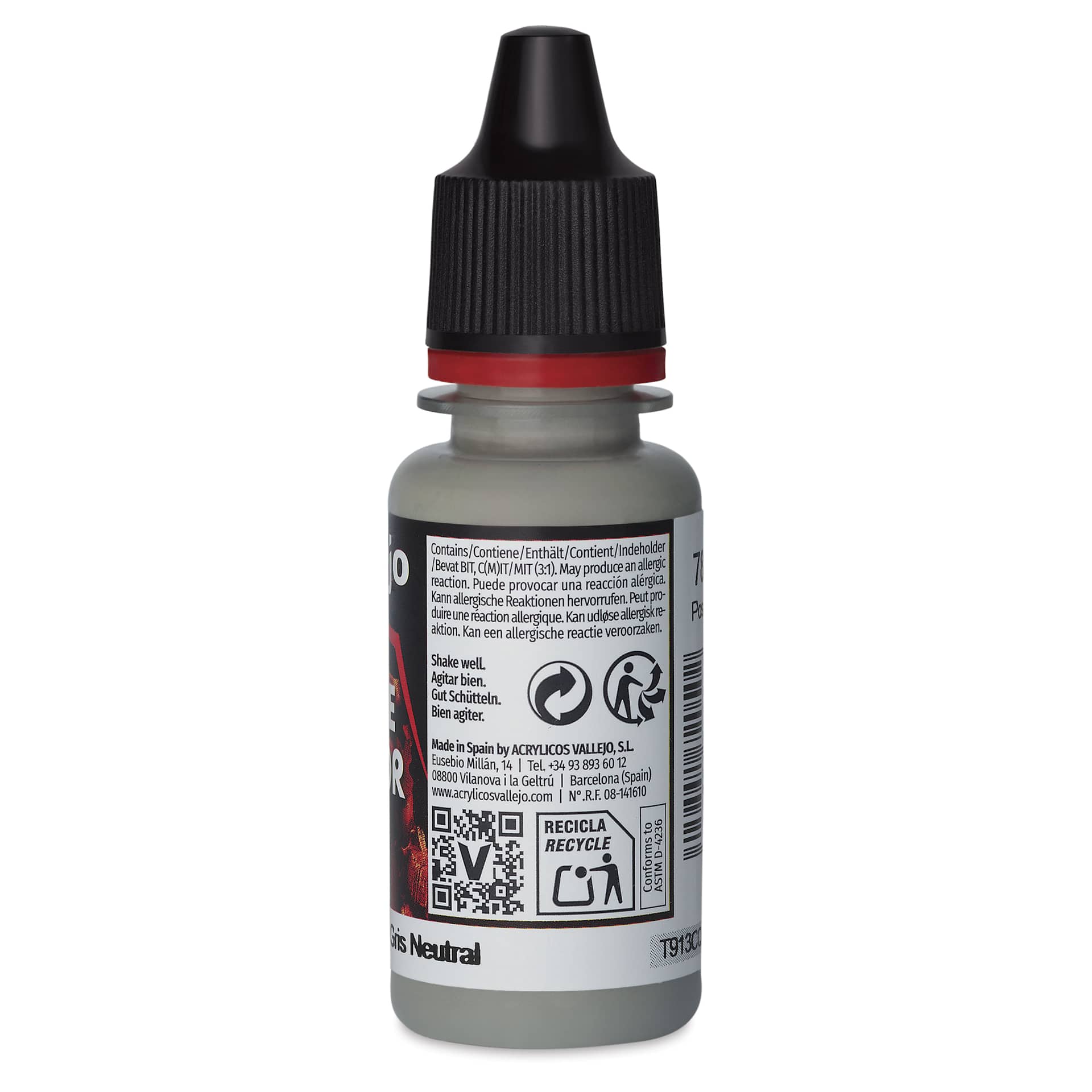 Vallejo Game Color Acrylic Paint - Neutral Grey, 18 ml - back