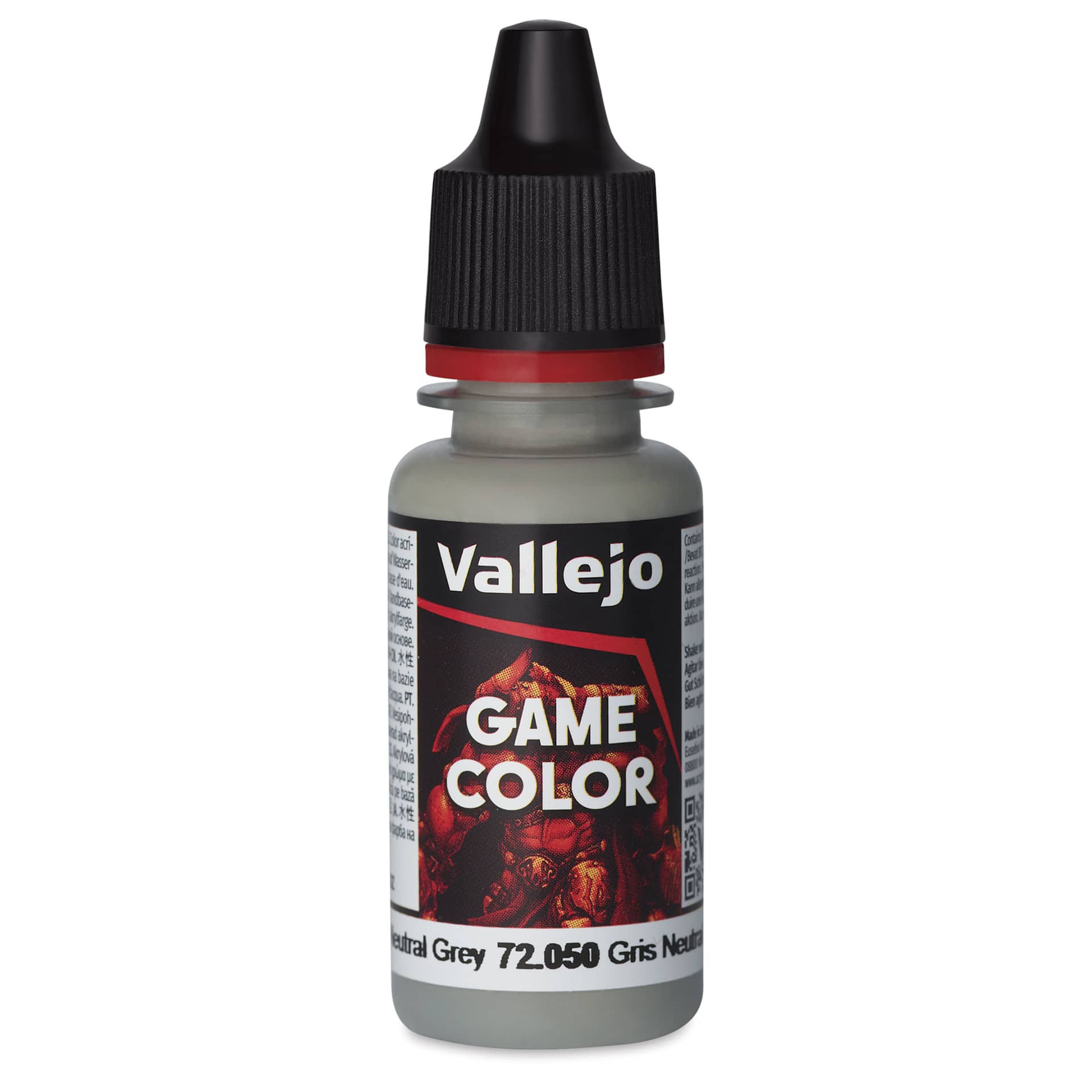 Vallejo Game Color Acrylic Paint - Neutral Grey, 18 ml - front