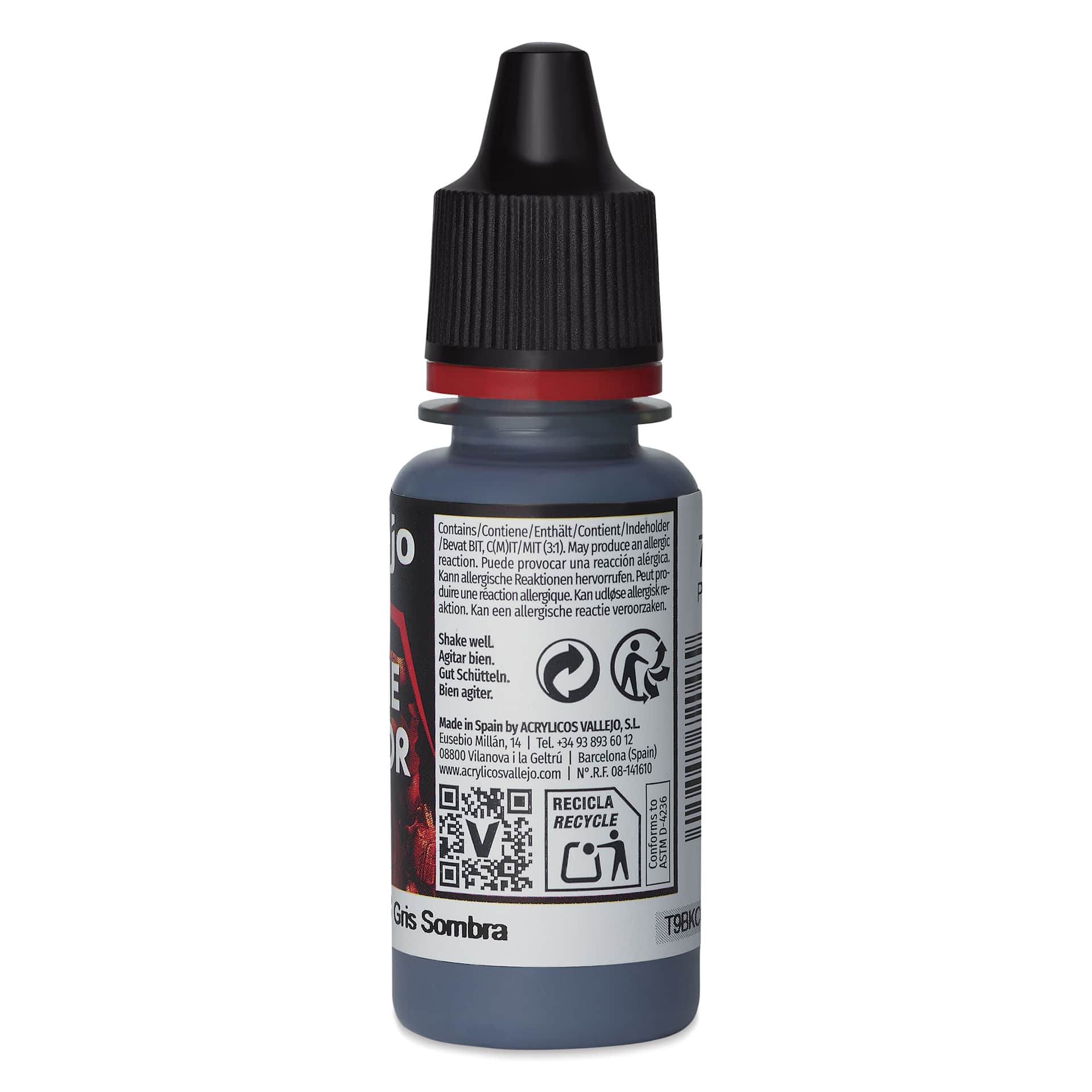 Vallejo Game Color Acrylic Paint - Sombre Grey, 18 ml - back