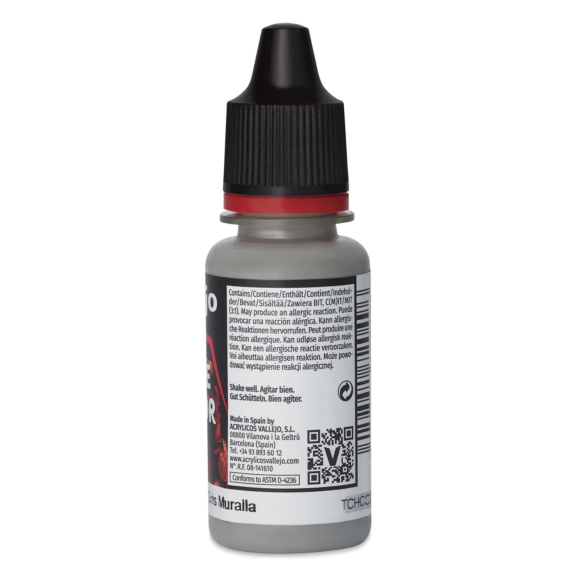Vallejo Game Color Acrylic Paint - Stonewall Grey, 18 ml - back