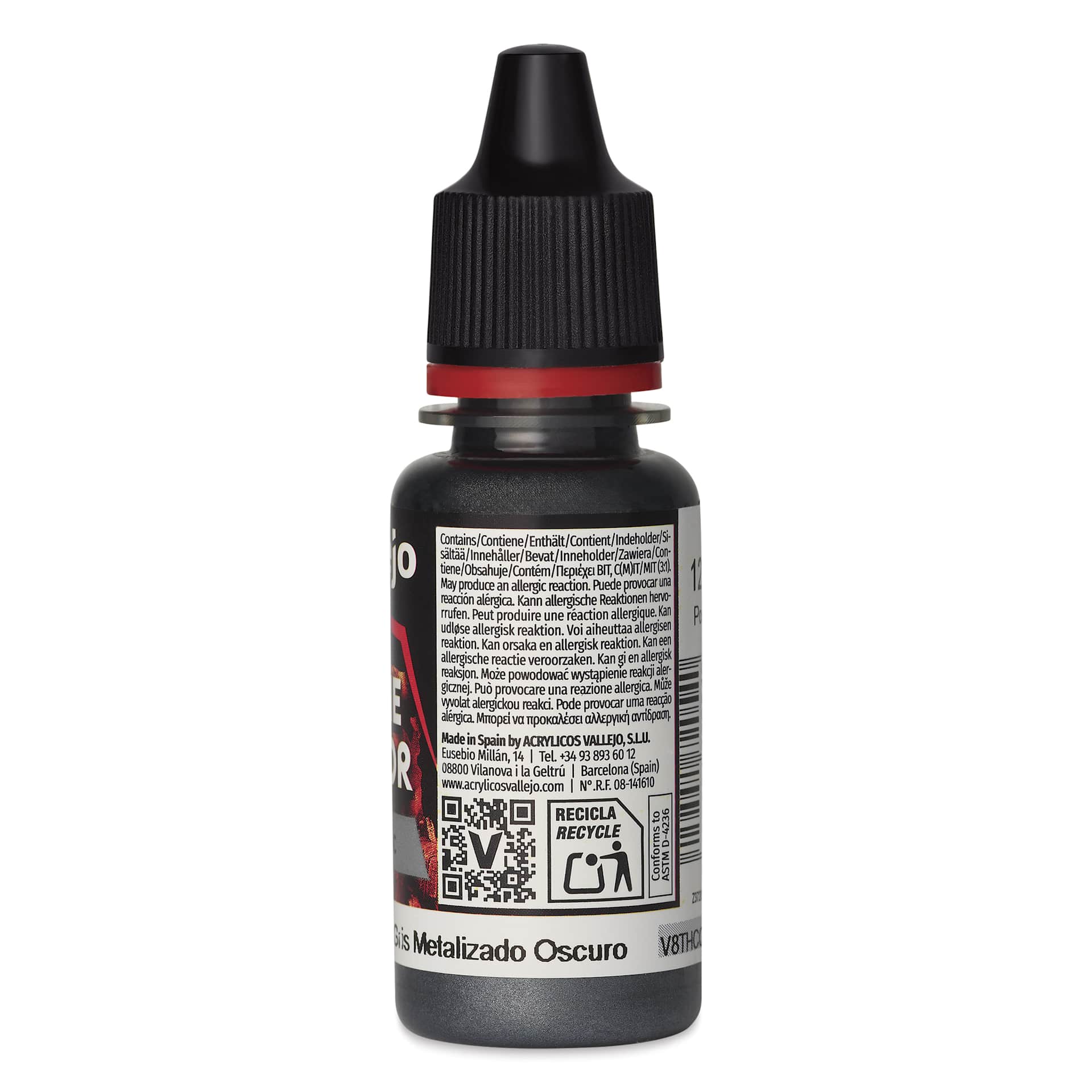 Vallejo Game Color Acrylic Paint - Dark Gunmetal, 18 ml - back