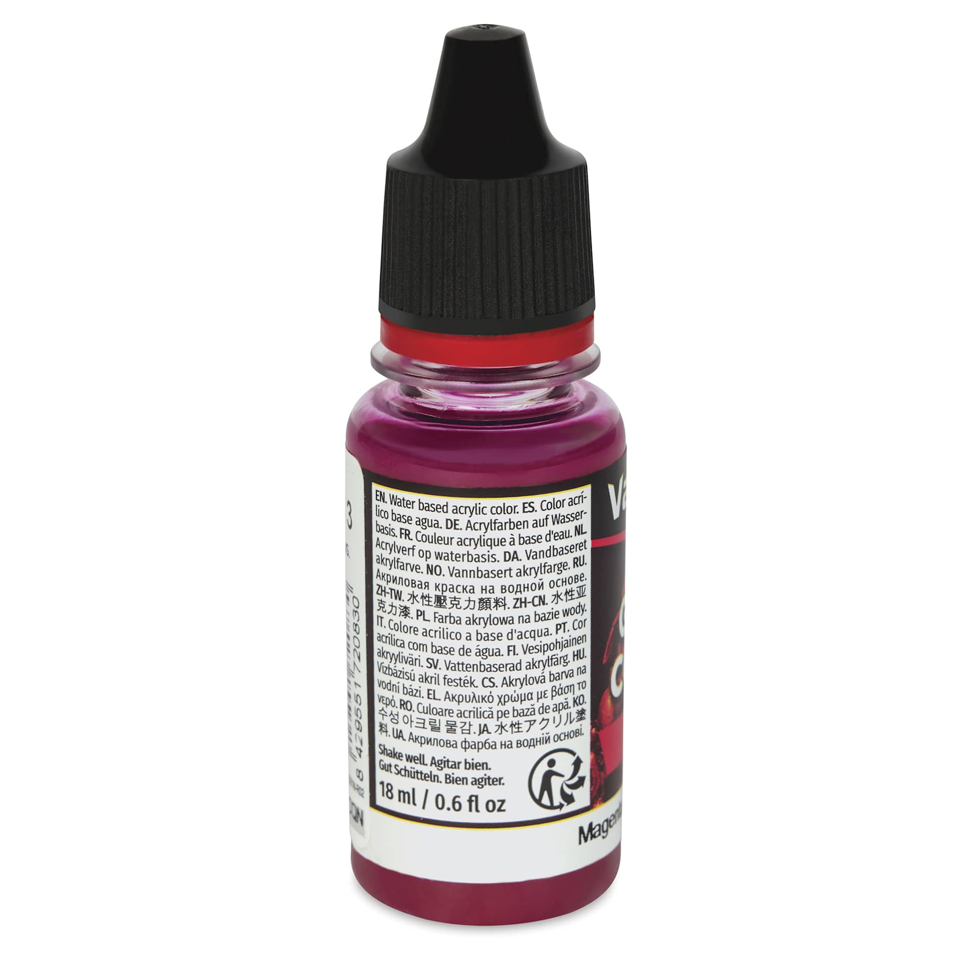 Vallejo Game Color Acrylic Ink - Magenta Ink, 18 ml - back of bottle