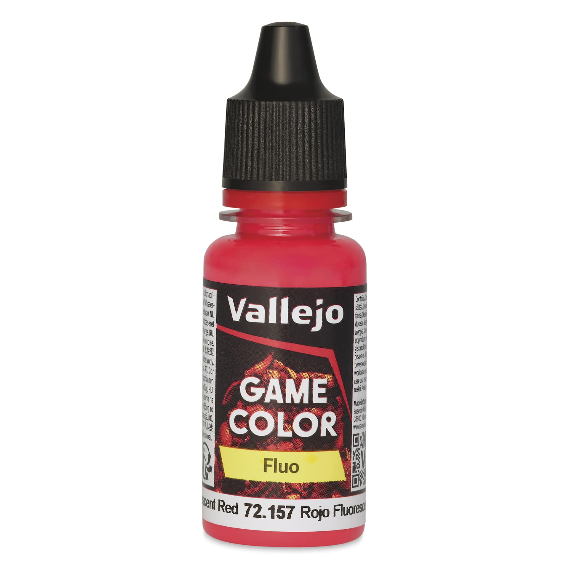Vallejo Game Color Acrylic Paint - Fluorescent Red, 18 ml - front