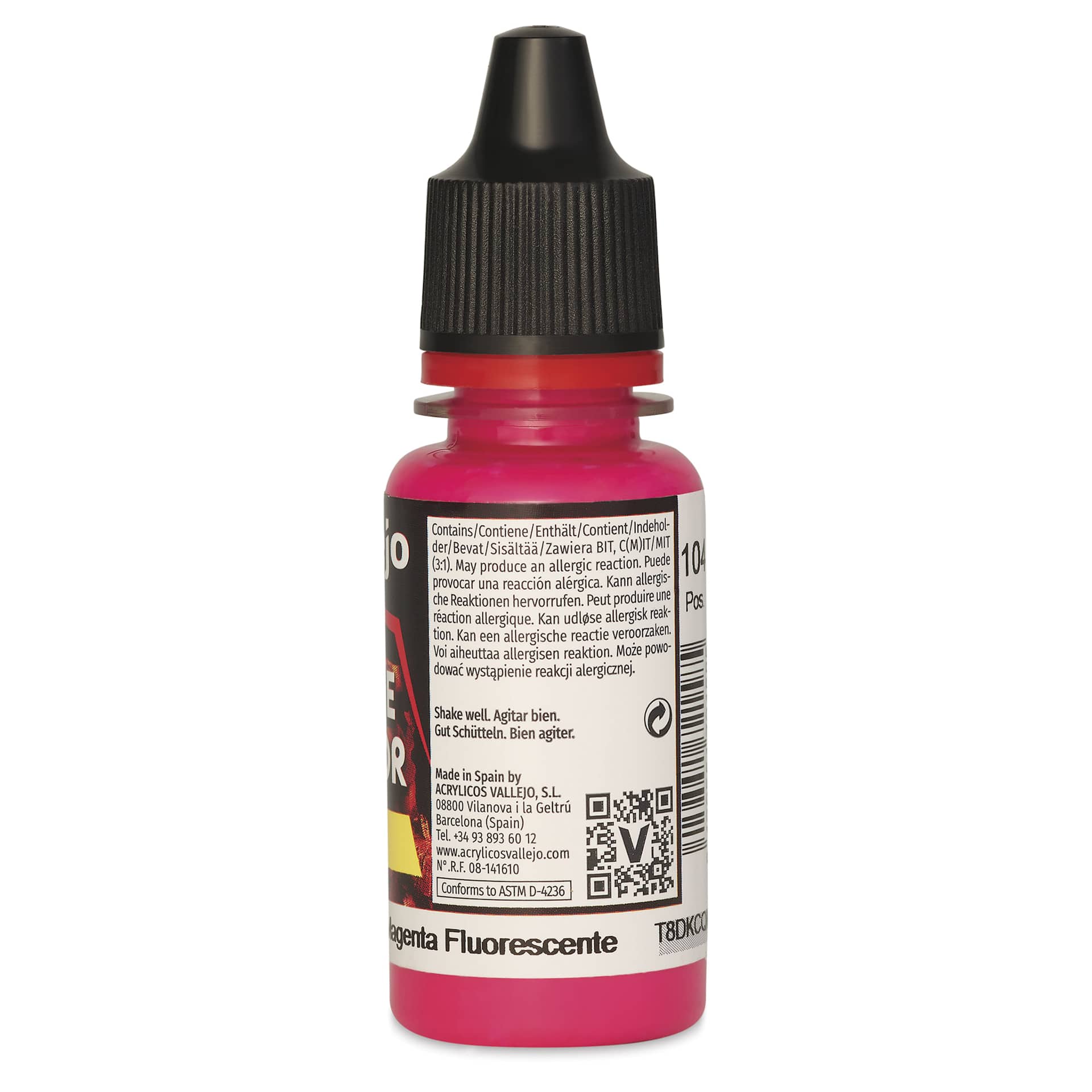 Vallejo Game Color Acrylic Paint - Fluorescent Magenta, 18 ml - back