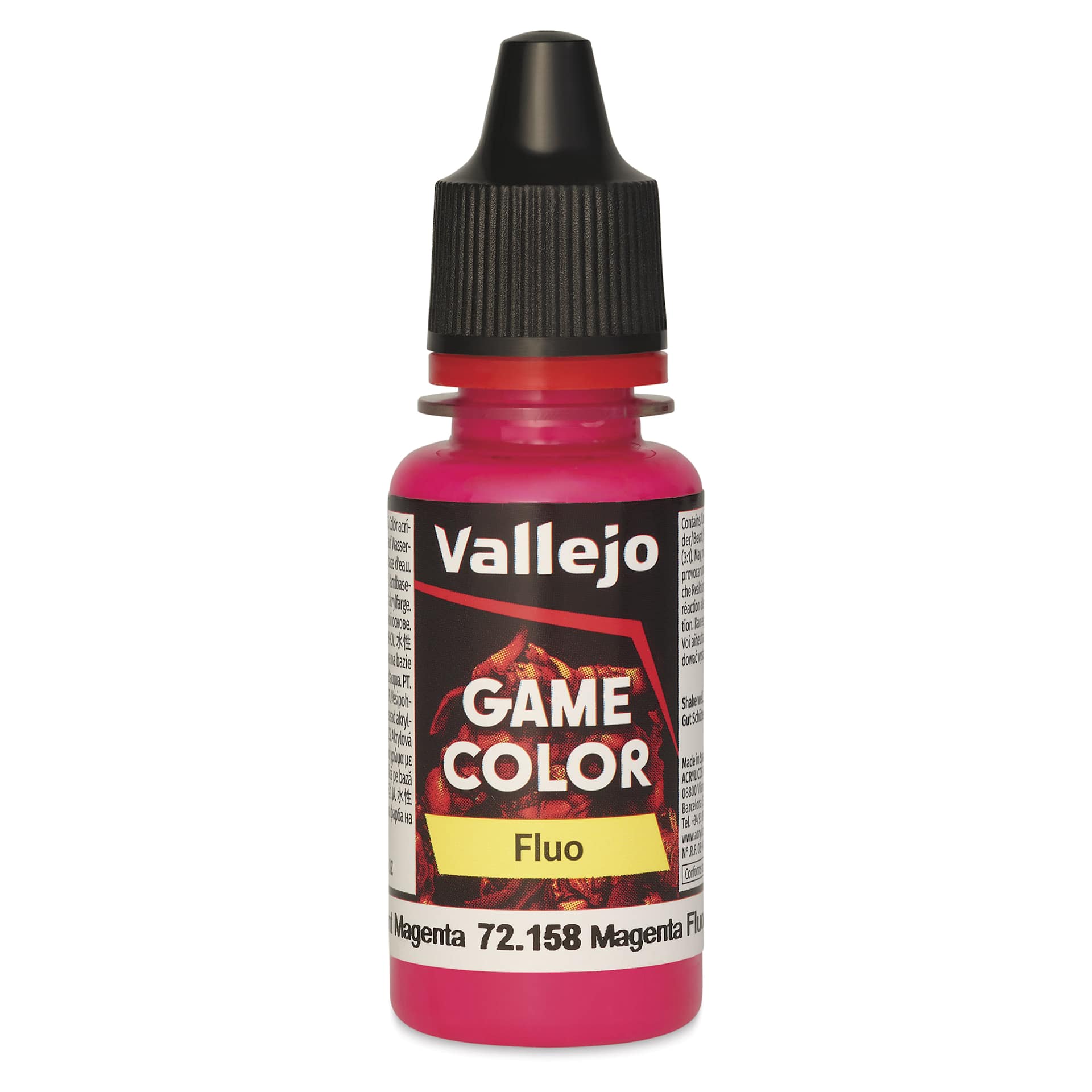 Vallejo Game Color Acrylic Paint - Fluorescent Magenta, 18 ml - front