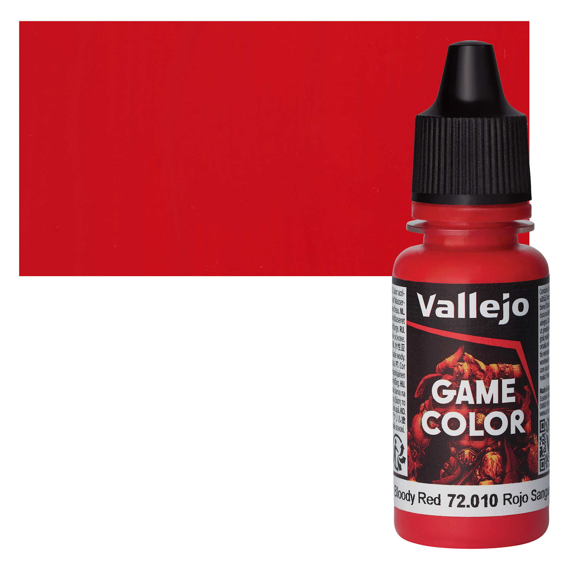 Vallejo Game Color Acrylic Paint - Bloody Red - Bottle and Swatch