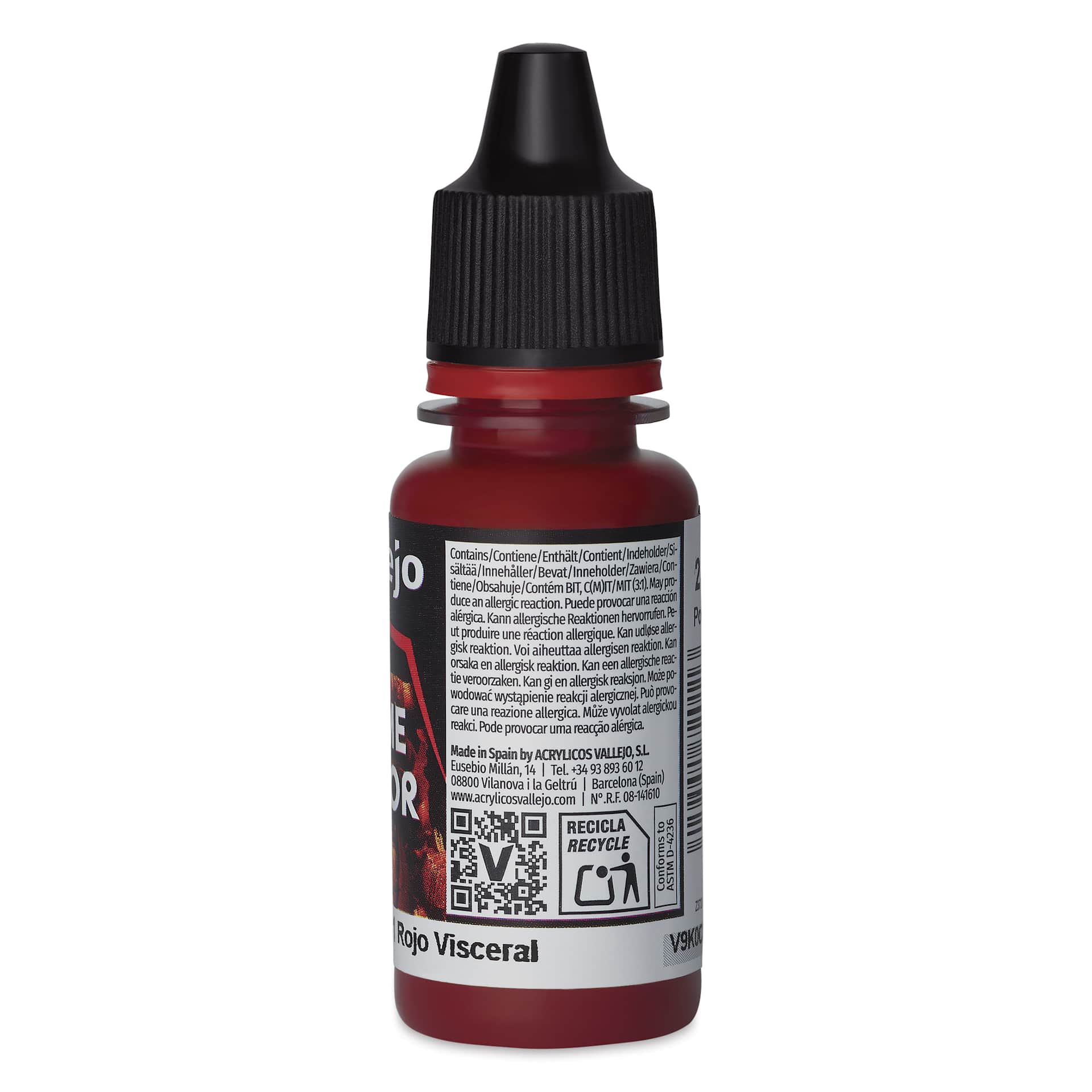 Vallejo Game Color Acrylic Paint - Gory Red, 18 ml - back