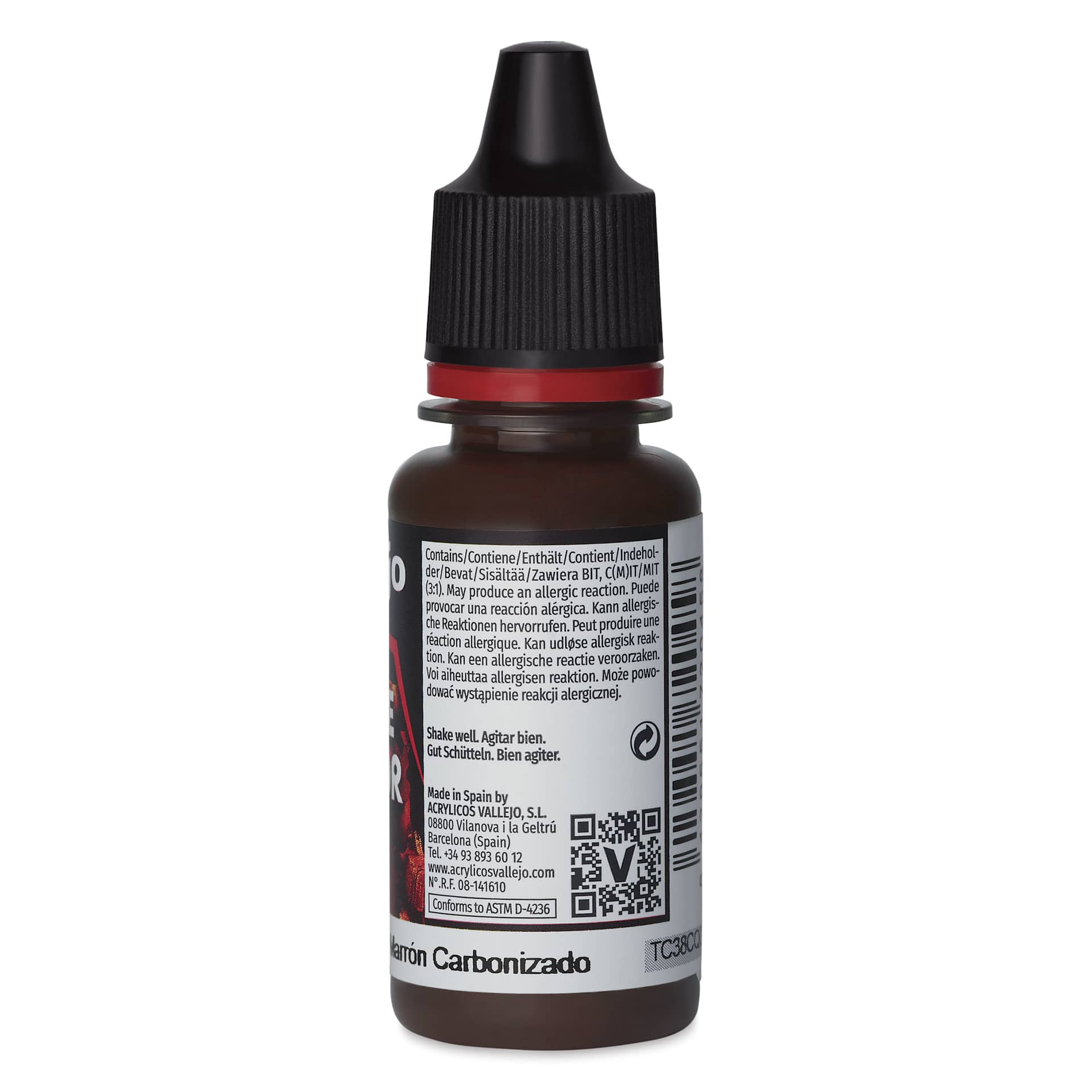 Vallejo Game Color Acrylic Paint - Charred Brown, 18 ml - back