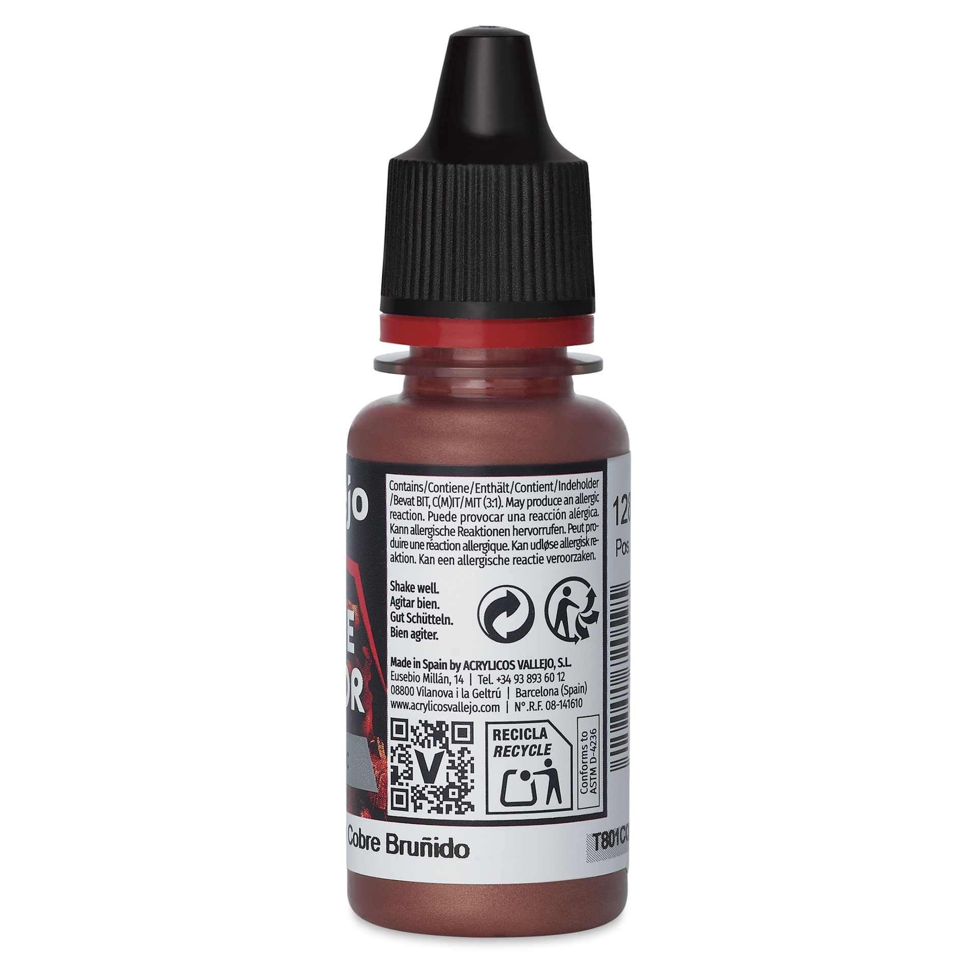Vallejo Game Color Acrylic Paint - Hammered Copper, 18 ml - back