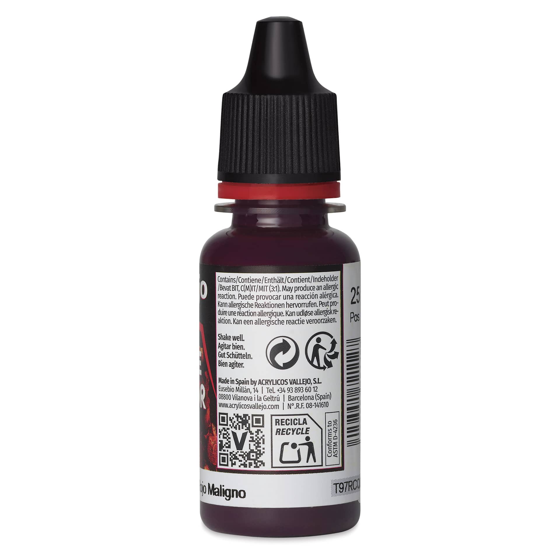 Vallejo Game Color Acrylic Paint - Evil Red, 18 ml - back