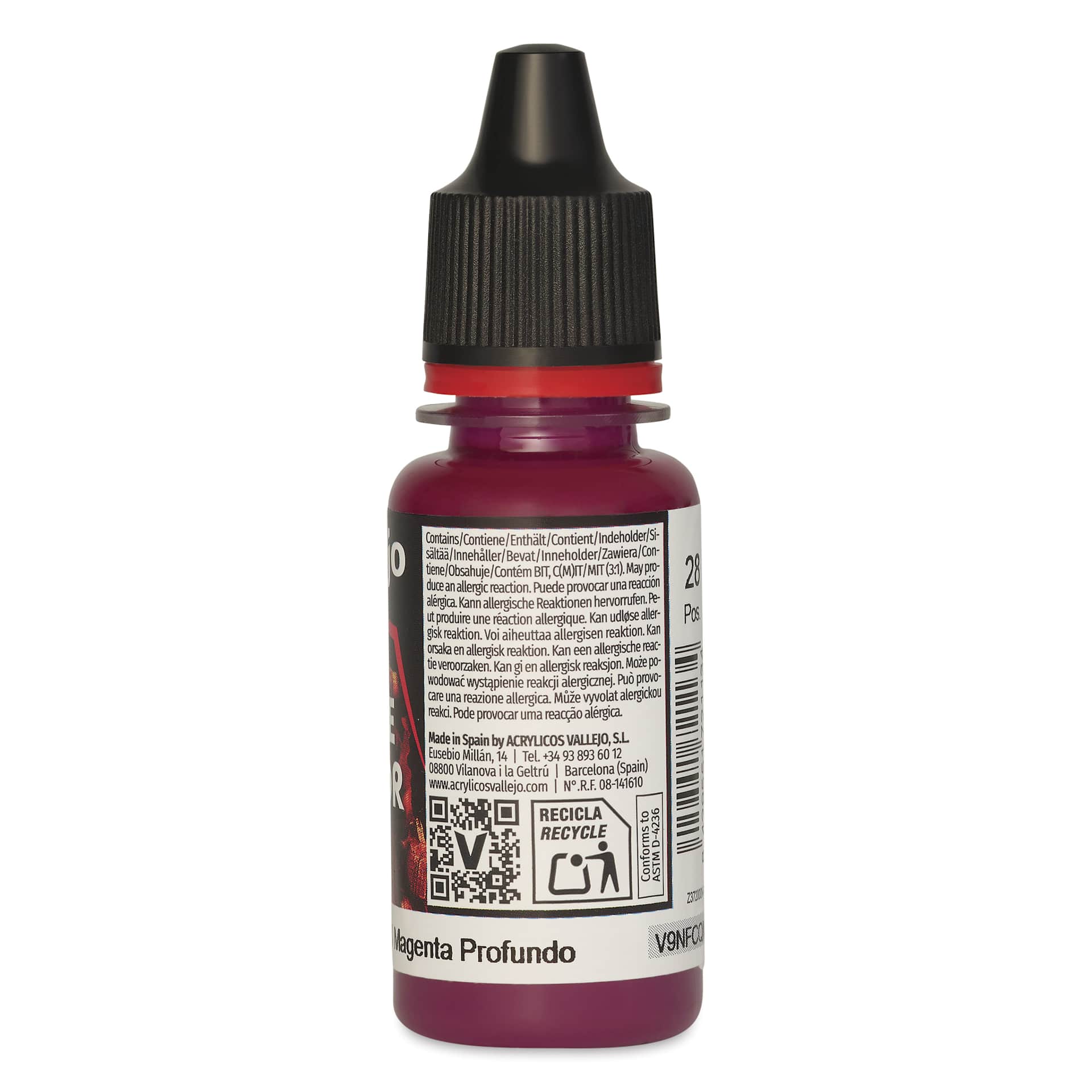 Vallejo Game Color Acrylic Paint - Deep Magenta, 18 ml - back