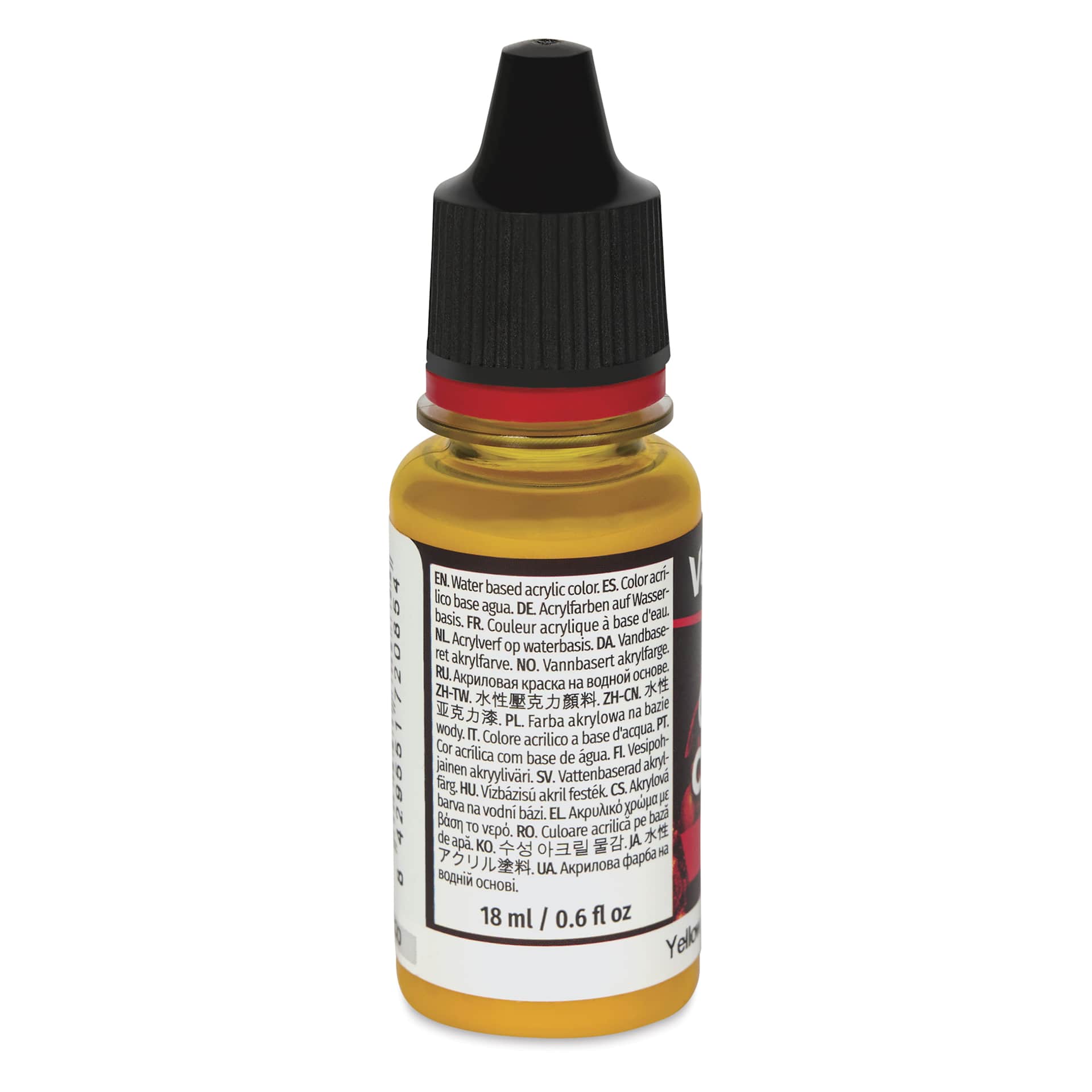 Vallejo Game Color Acrylic Ink - Yellow, 18 ml - back of bottle