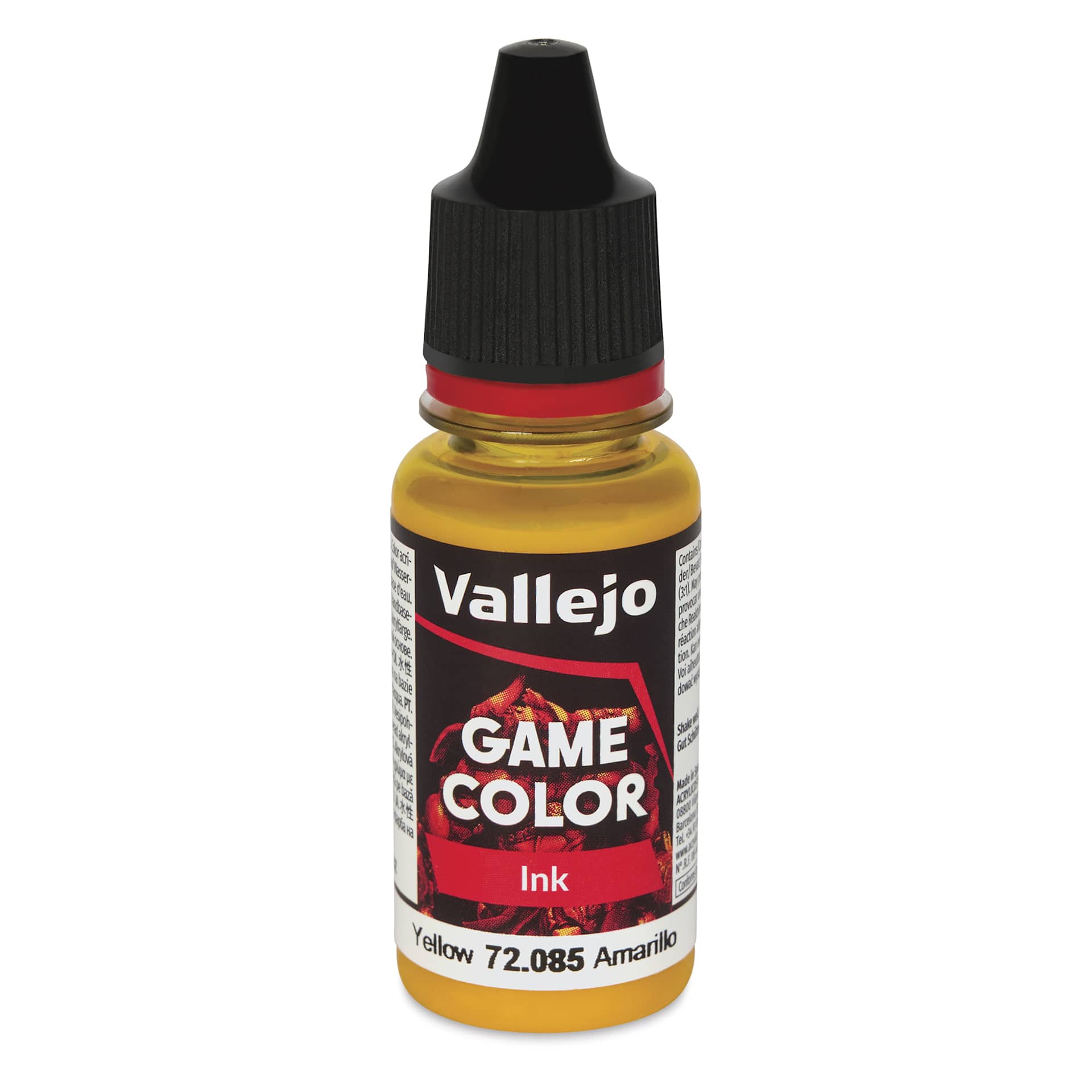 Vallejo Game Color Acrylic Ink - Yellow, 18 ml - front of bottle