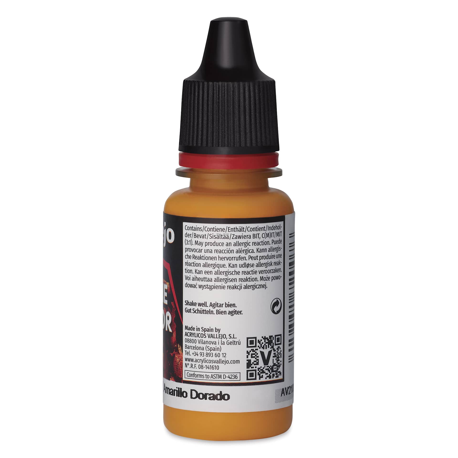Vallejo Game Color Acrylic Paint - Gold Yellow, 18 ml - back