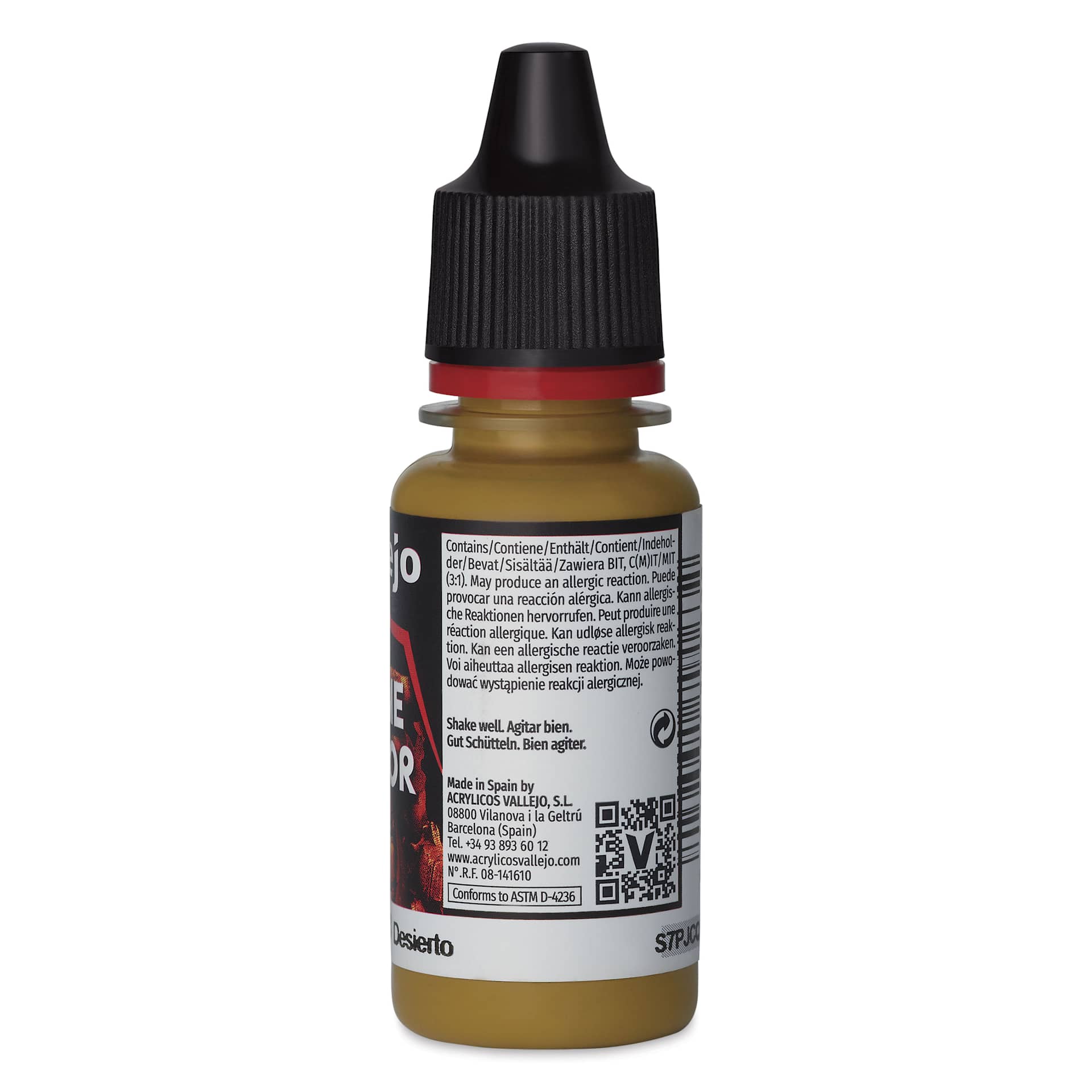 Vallejo Game Color Acrylic Paint - Desert Yellow, 18 ml - back