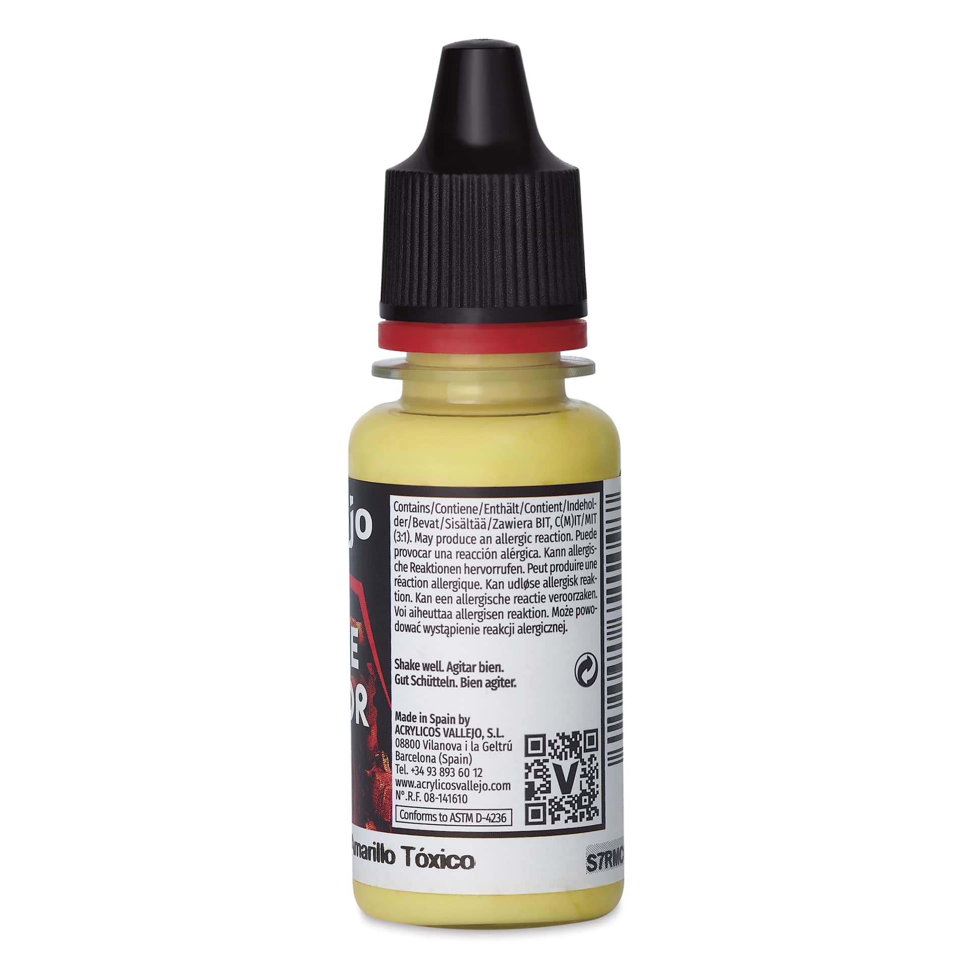 Vallejo Game Color Acrylic Paint - Toxic Yellow, 18 ml - back