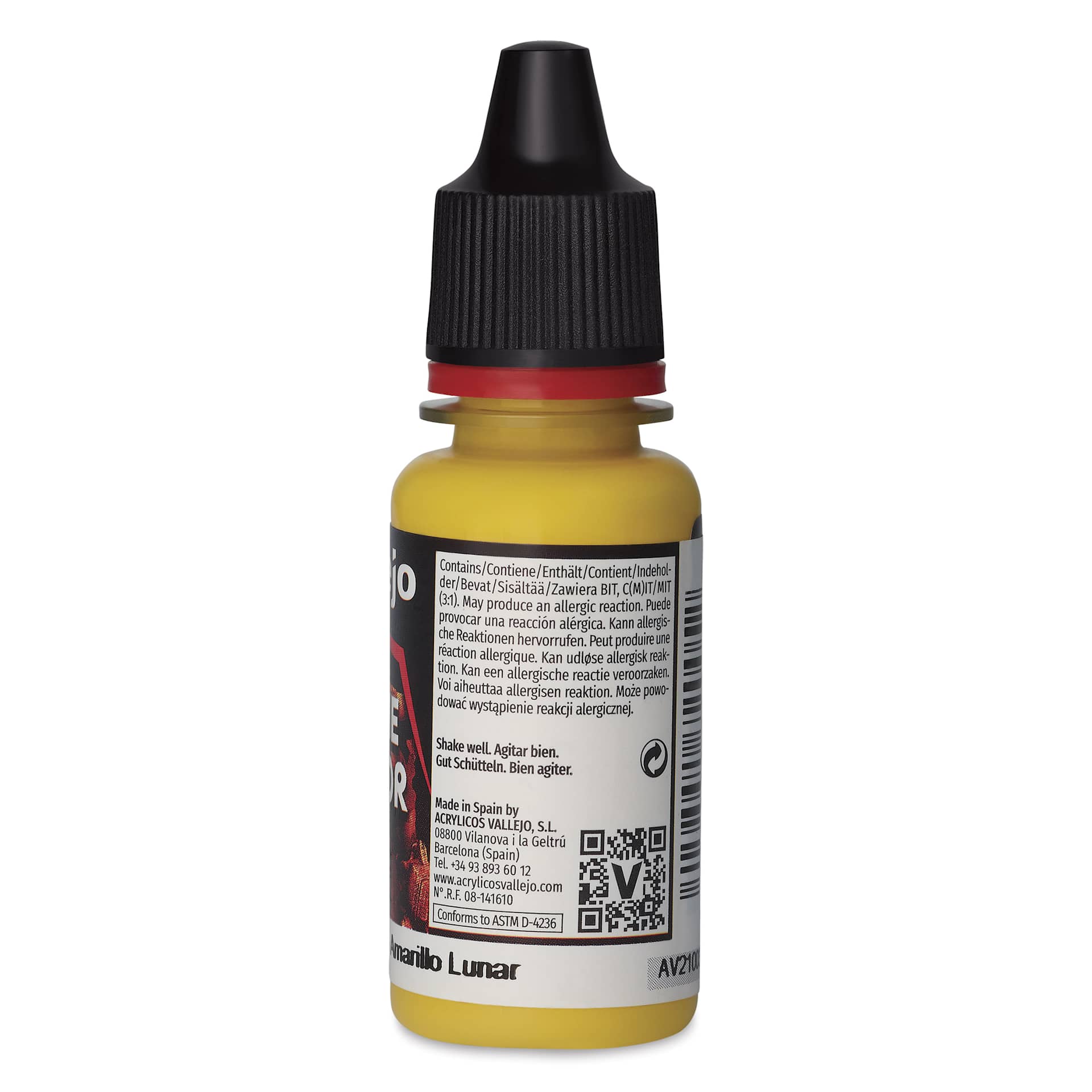 Vallejo Game Color Acrylic Paint - Moon Yellow, 18 ml - back