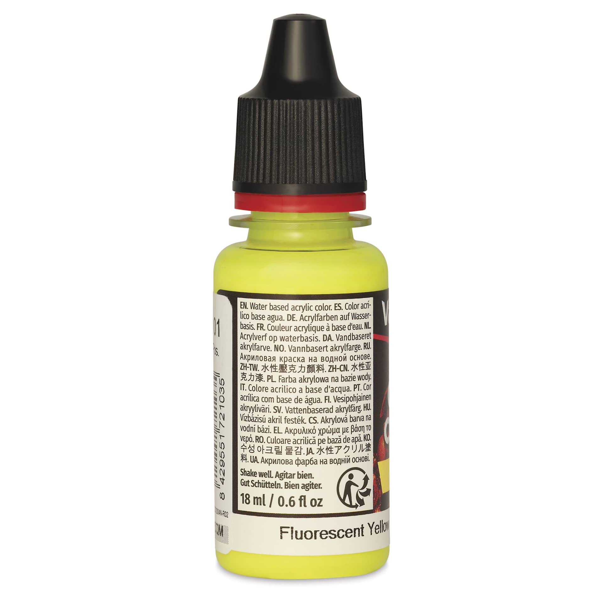 Vallejo Game Color Acrylic Paint - Fluorescent Yellow, 18 ml - side