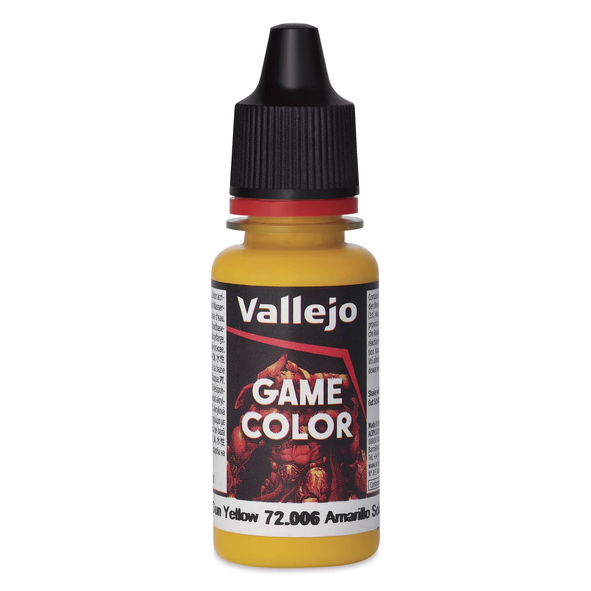 Vallejo Game Color Acrylic Paint - Sun Yellow, 18 ml - front